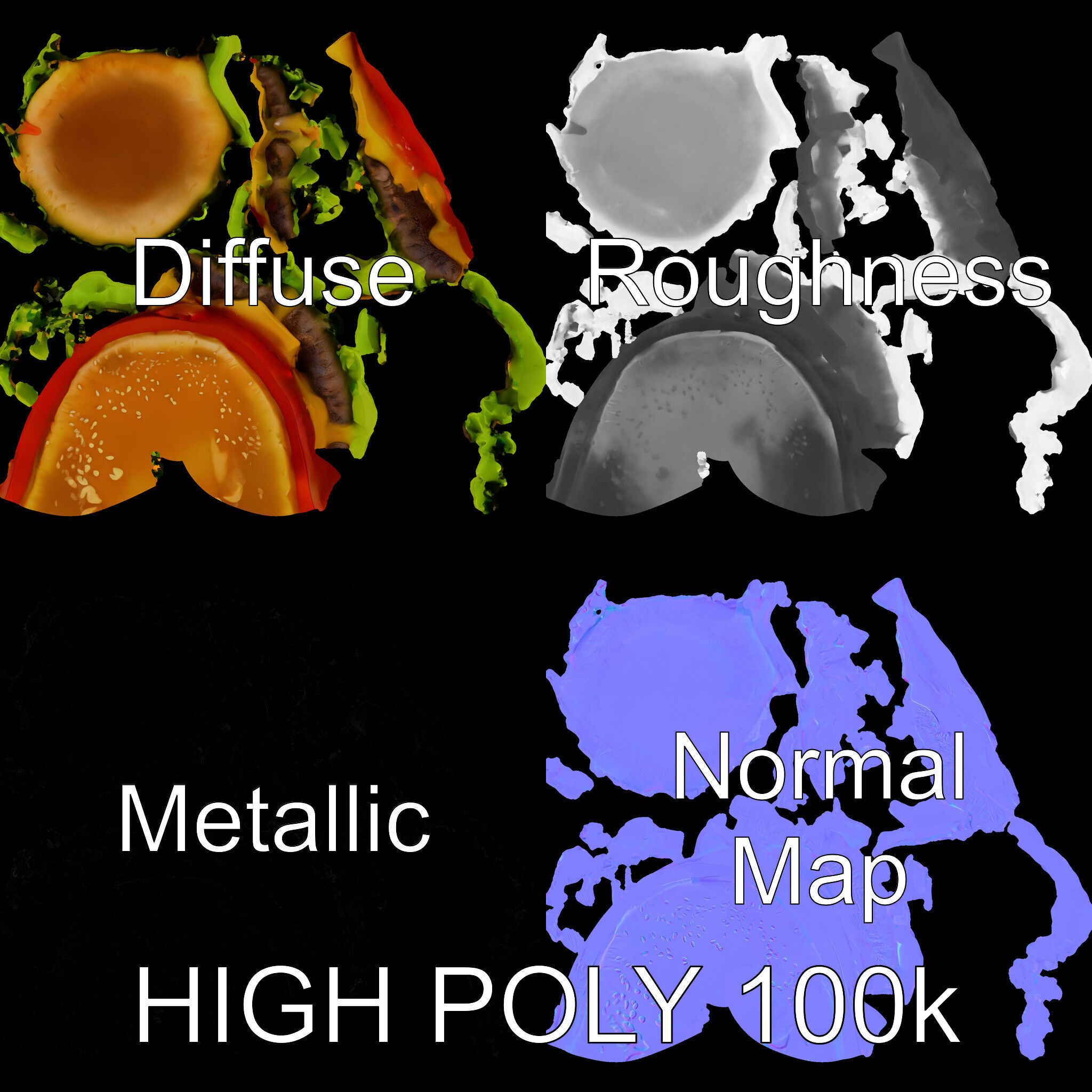 Deluxe Cheeseburger Model Pack for Rendering and Games Low-poly 3D model_3