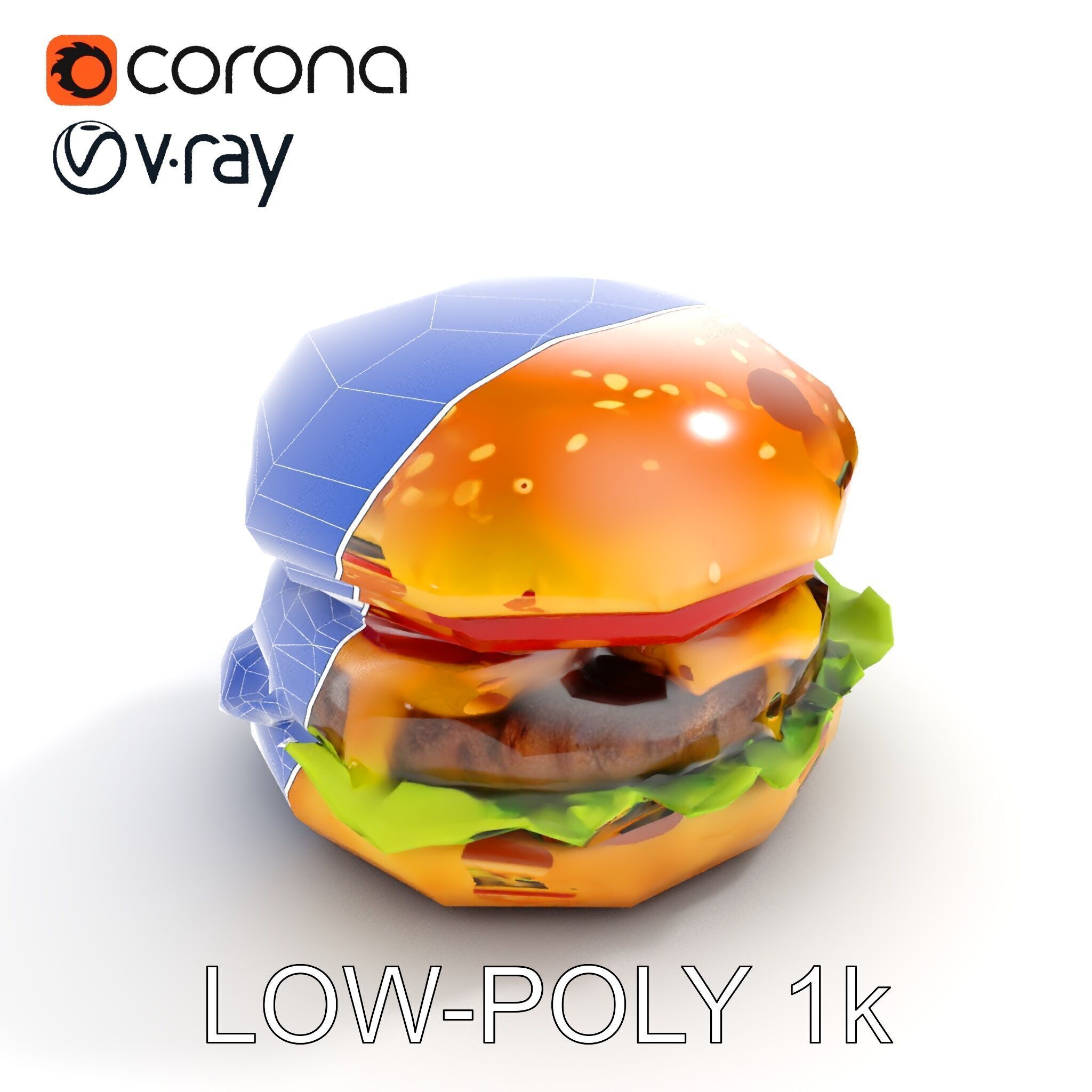 Deluxe Cheeseburger Model Pack for Rendering and Games Low-poly 3D model_11