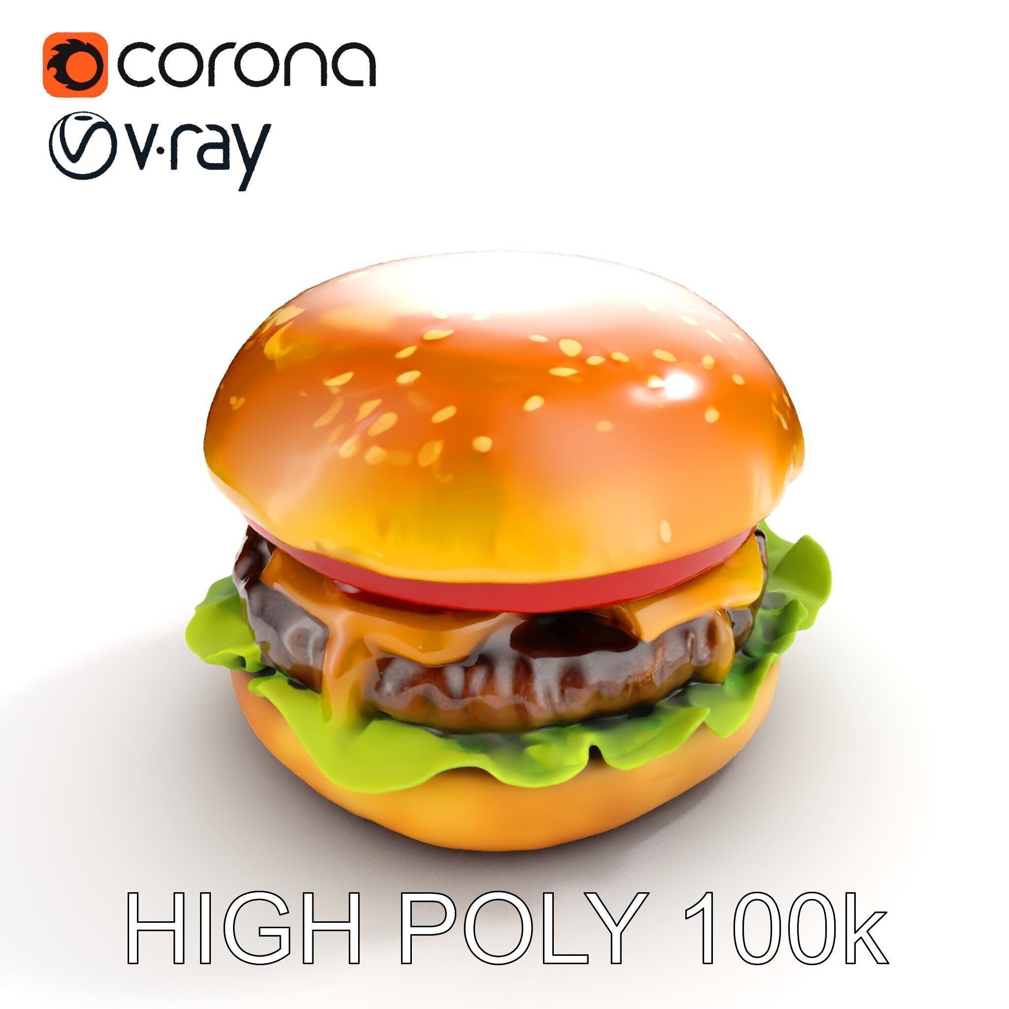 Deluxe Cheeseburger Model Pack for Rendering and Games Low-poly 3D model_15