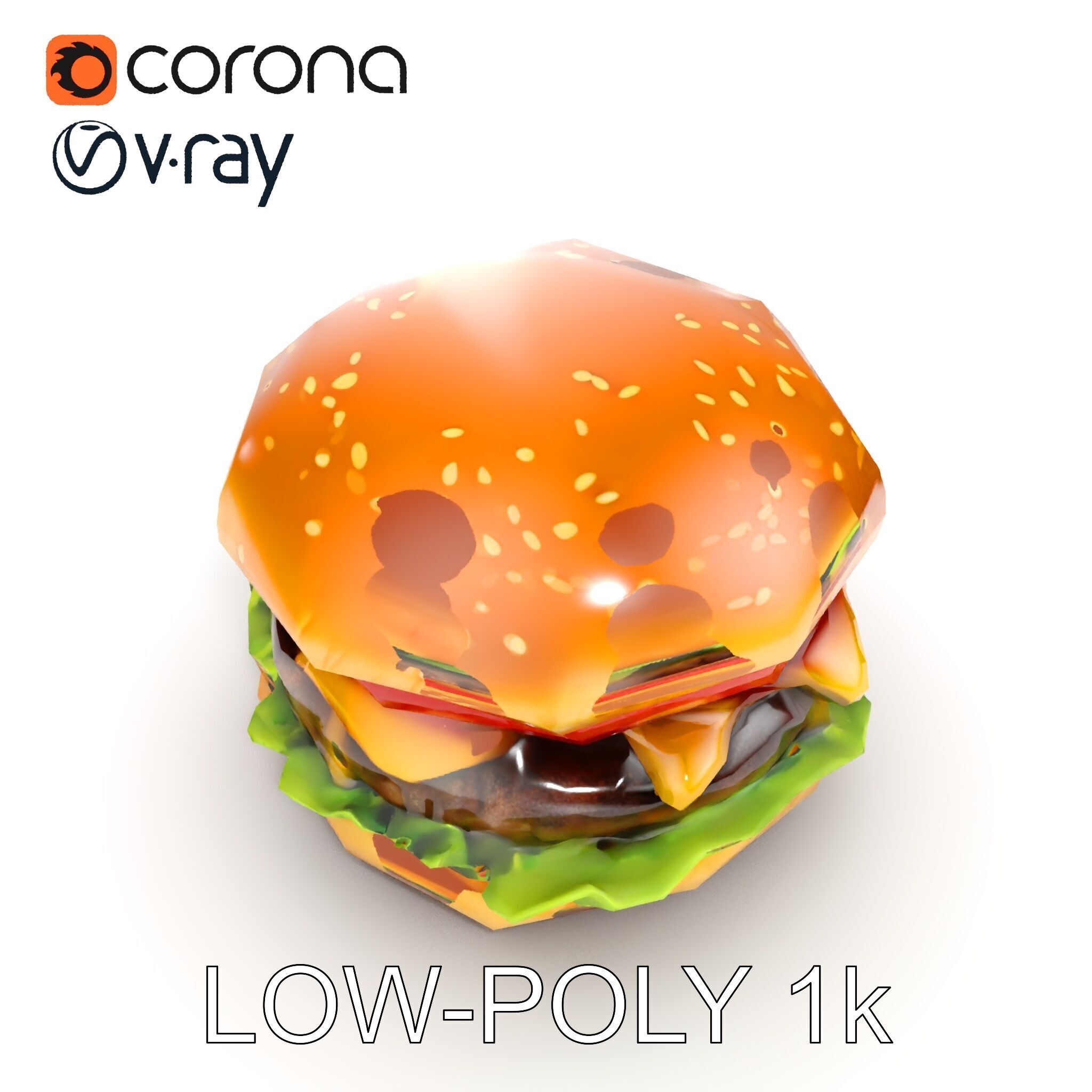 Deluxe Cheeseburger Model Pack for Rendering and Games Low-poly 3D model_17