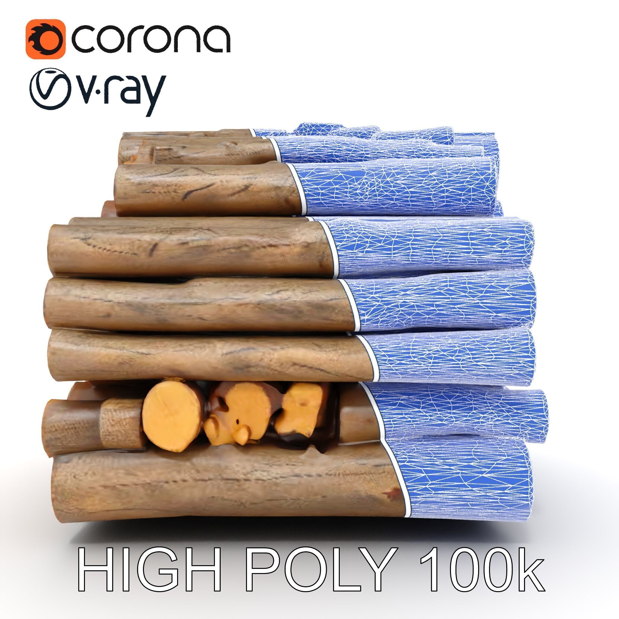 Stacked Firewood Model Pack  Realistic D Wood Logs Collection Low-poly 3D model_31