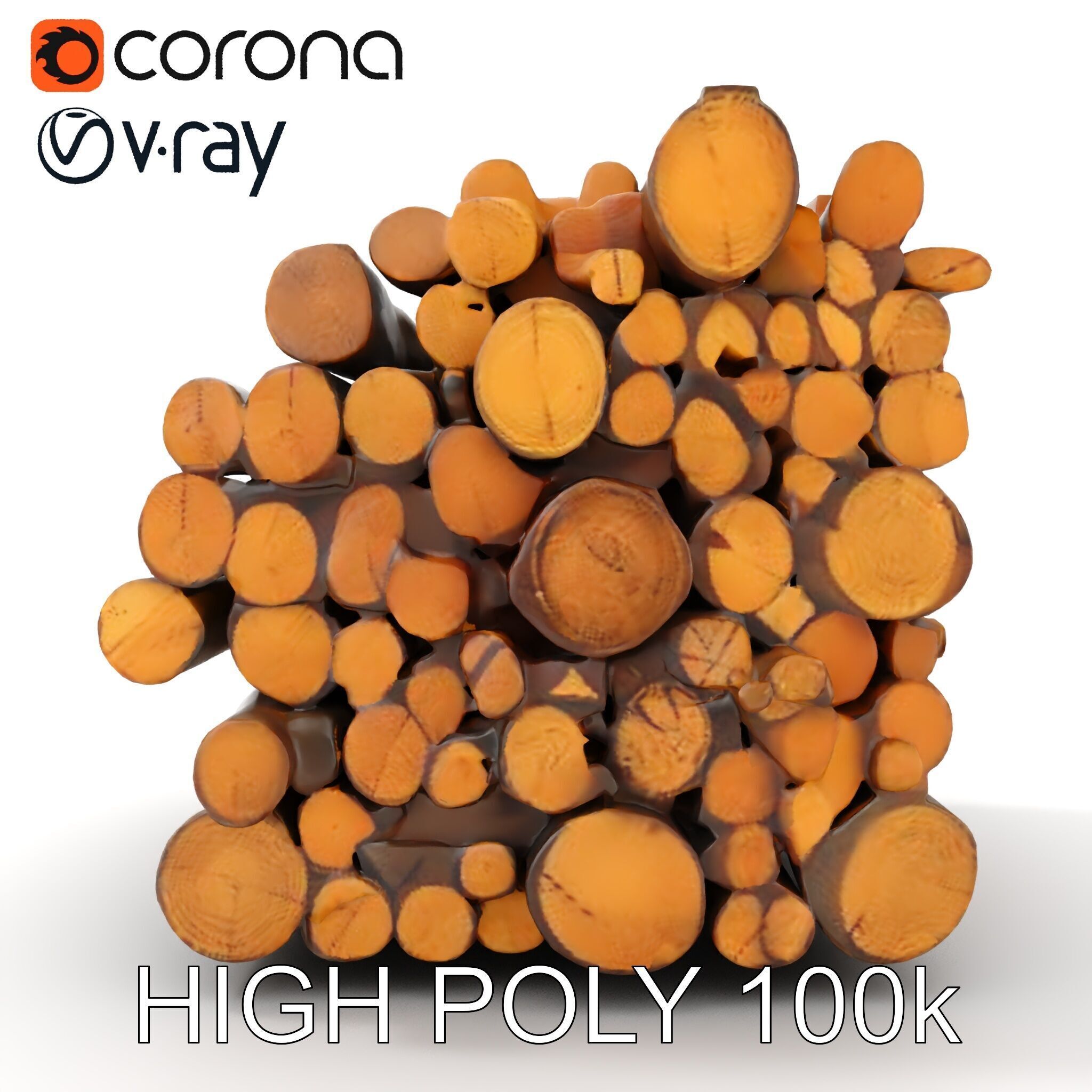 Stacked Firewood Model Pack  Realistic D Wood Logs Collection Low-poly 3D model_26