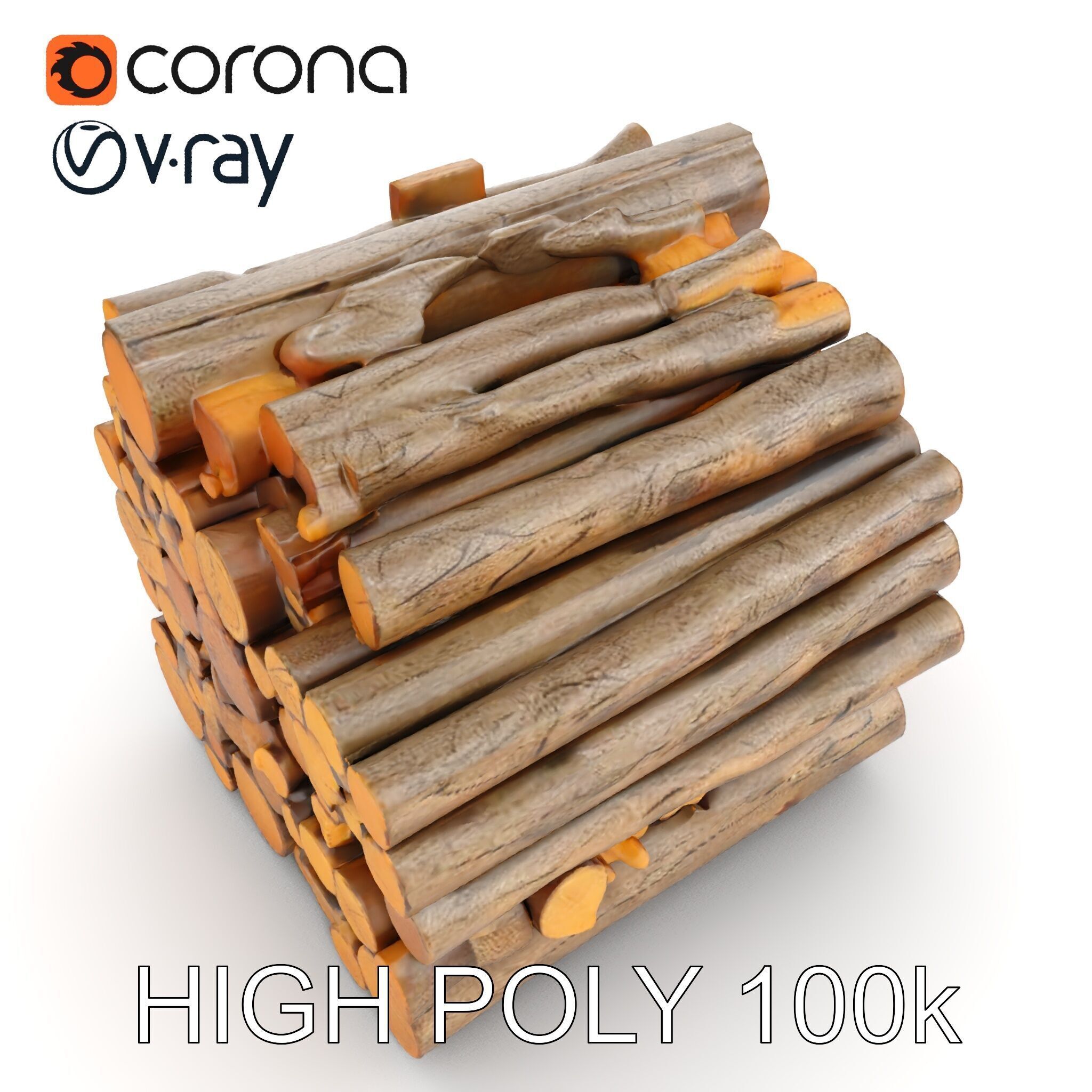 Stacked Firewood Model Pack  Realistic D Wood Logs Collection Low-poly 3D model_12