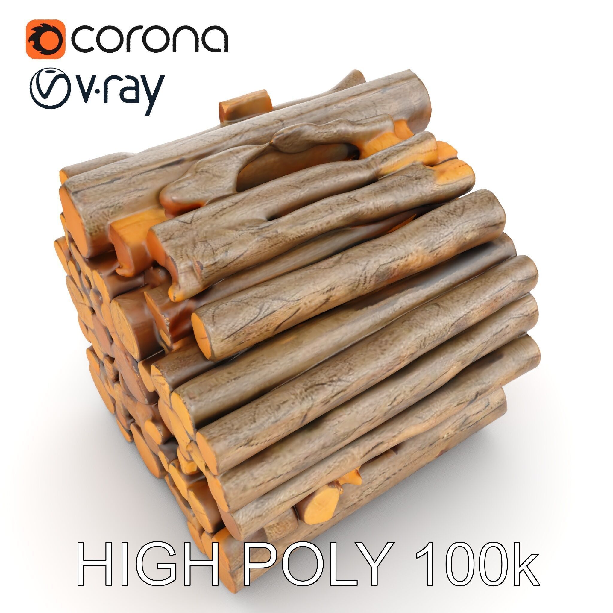 Stacked Firewood Model Pack  Realistic D Wood Logs Collection Low-poly 3D model_21