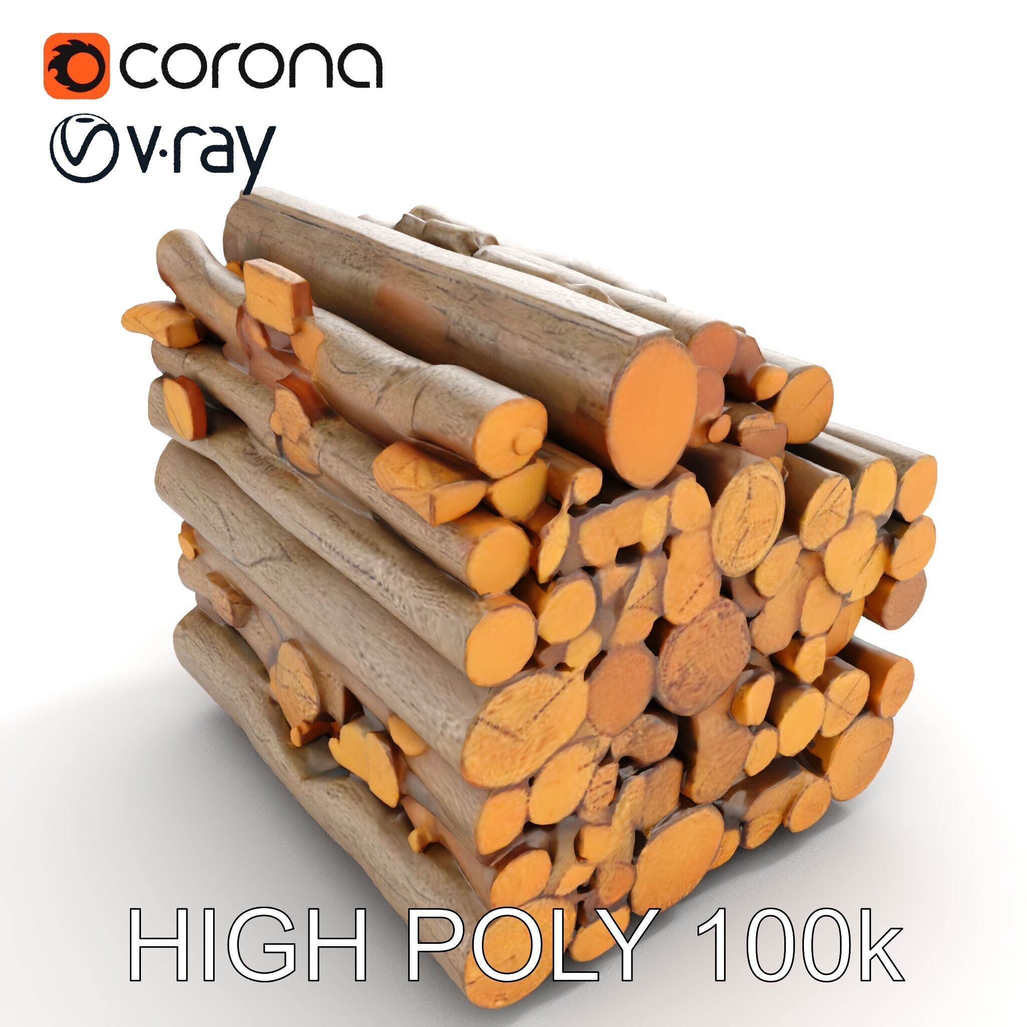 Stacked Firewood Model Pack  Realistic D Wood Logs Collection Low-poly 3D model_11