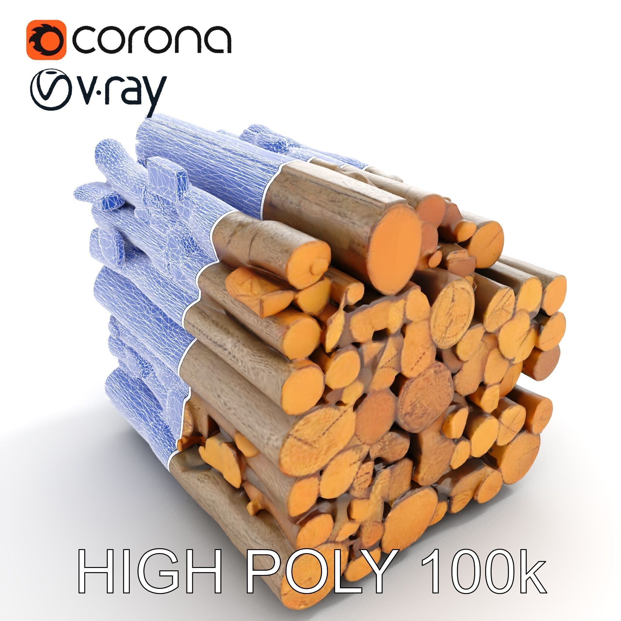 Stacked Firewood Model Pack  Realistic D Wood Logs Collection Low-poly 3D model_25