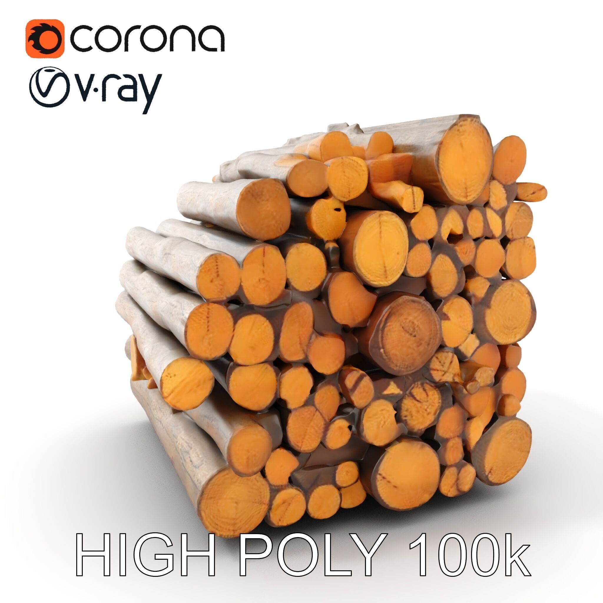 Stacked Firewood Model Pack  Realistic D Wood Logs Collection Low-poly 3D model_6