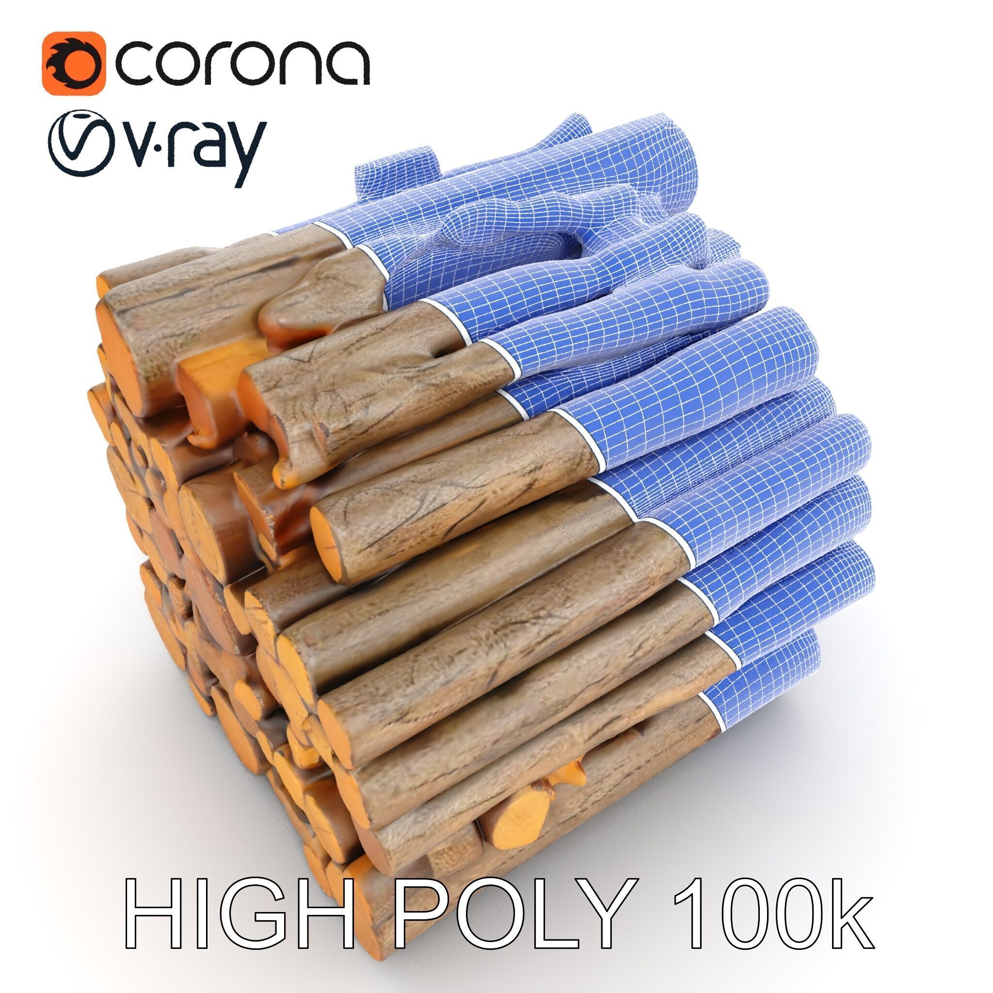 Stacked Firewood Model Pack  Realistic D Wood Logs Collection Low-poly 3D model_24