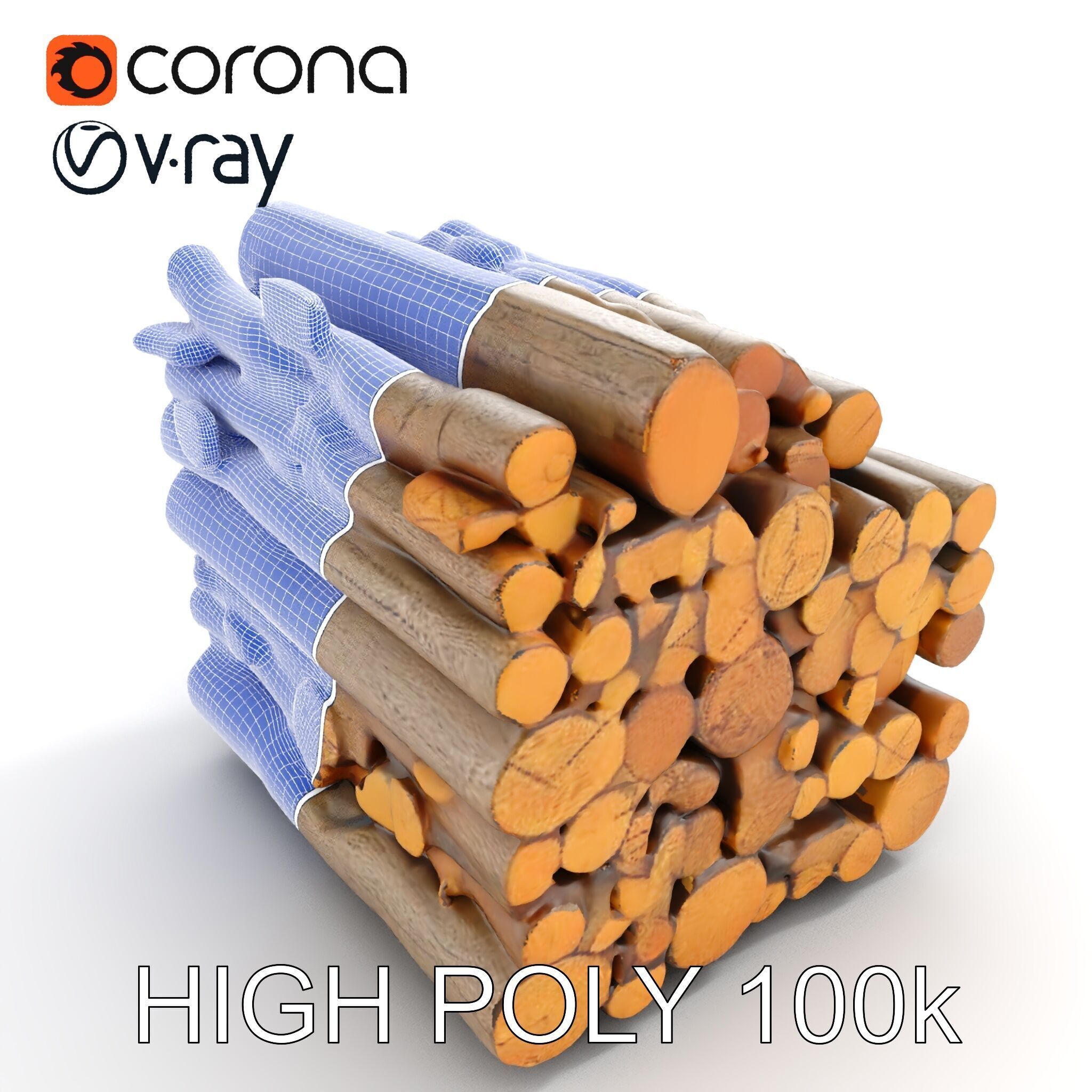 Stacked Firewood Model Pack  Realistic D Wood Logs Collection Low-poly 3D model_33