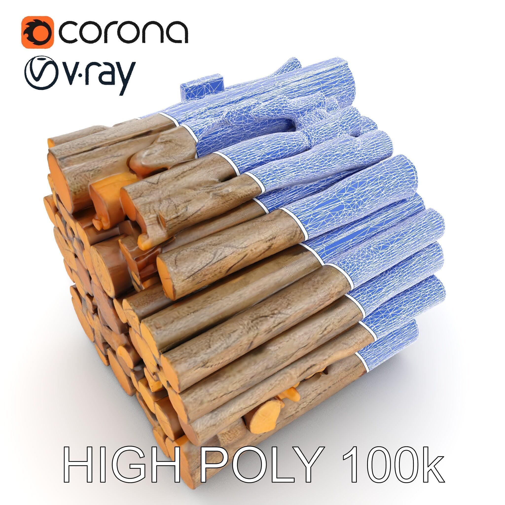 Stacked Firewood Model Pack  Realistic D Wood Logs Collection Low-poly 3D model_23