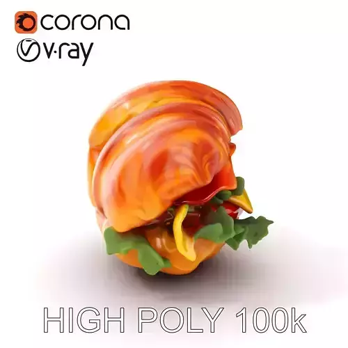 Croissant Sandwich D Model Pack Low-poly 3D model