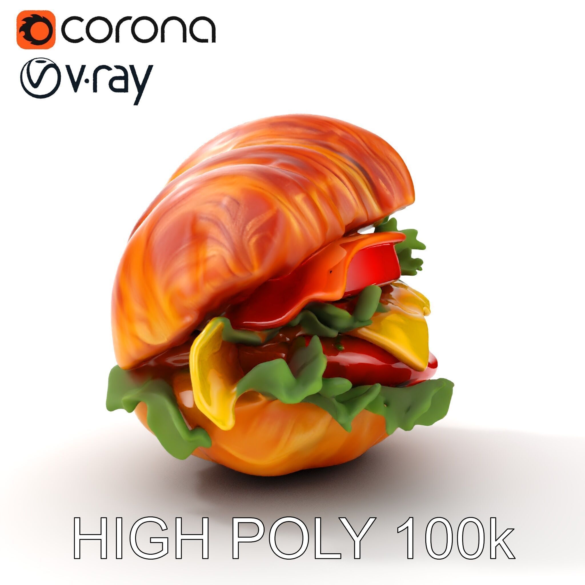 Croissant Sandwich D Model Pack Low-poly 3D model_24
