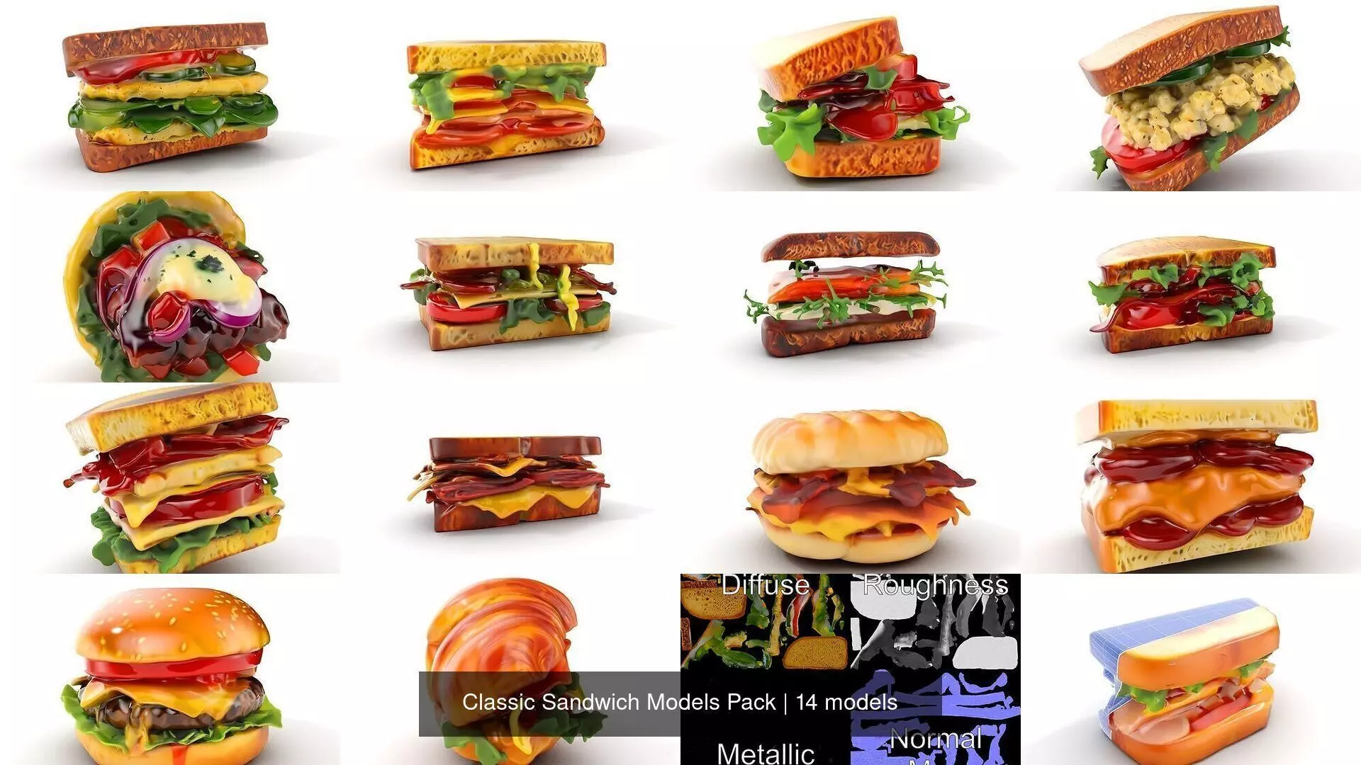 Classic Sandwich Models Pack 3D Model Collection_0