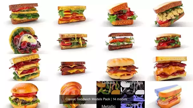 Classic Sandwich Models Pack 3D Model Collection