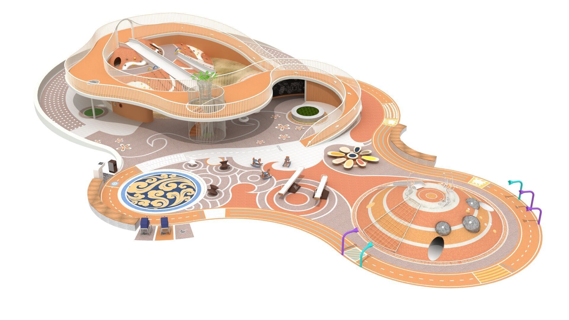 Outdoor theme amusement park 3D model_2