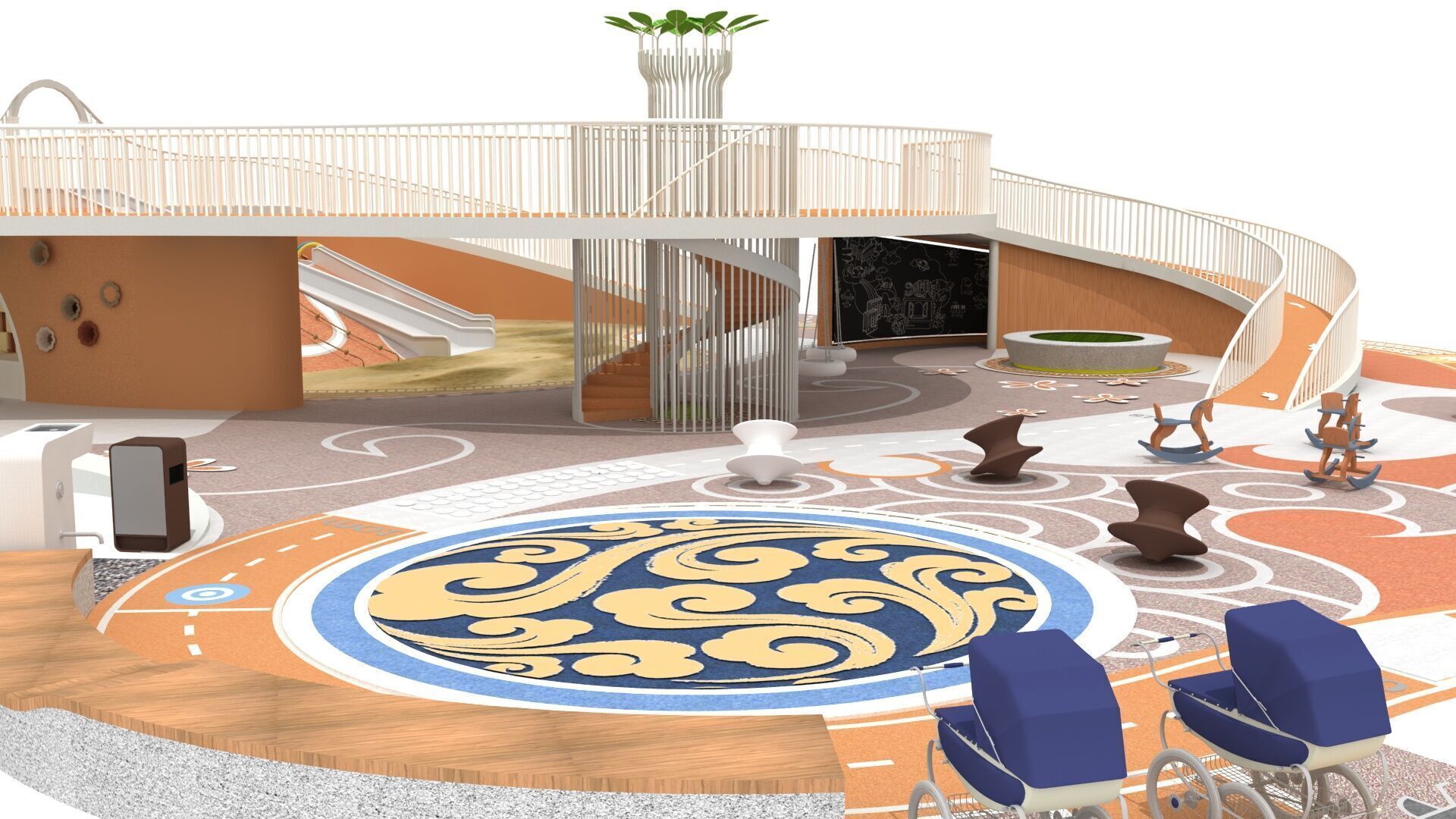 Outdoor theme amusement park 3D model_6