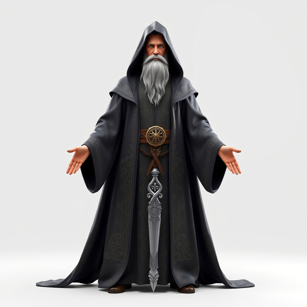 Elder Wizard Rigged and Animated Character Model for Games Low-poly 3D model_2