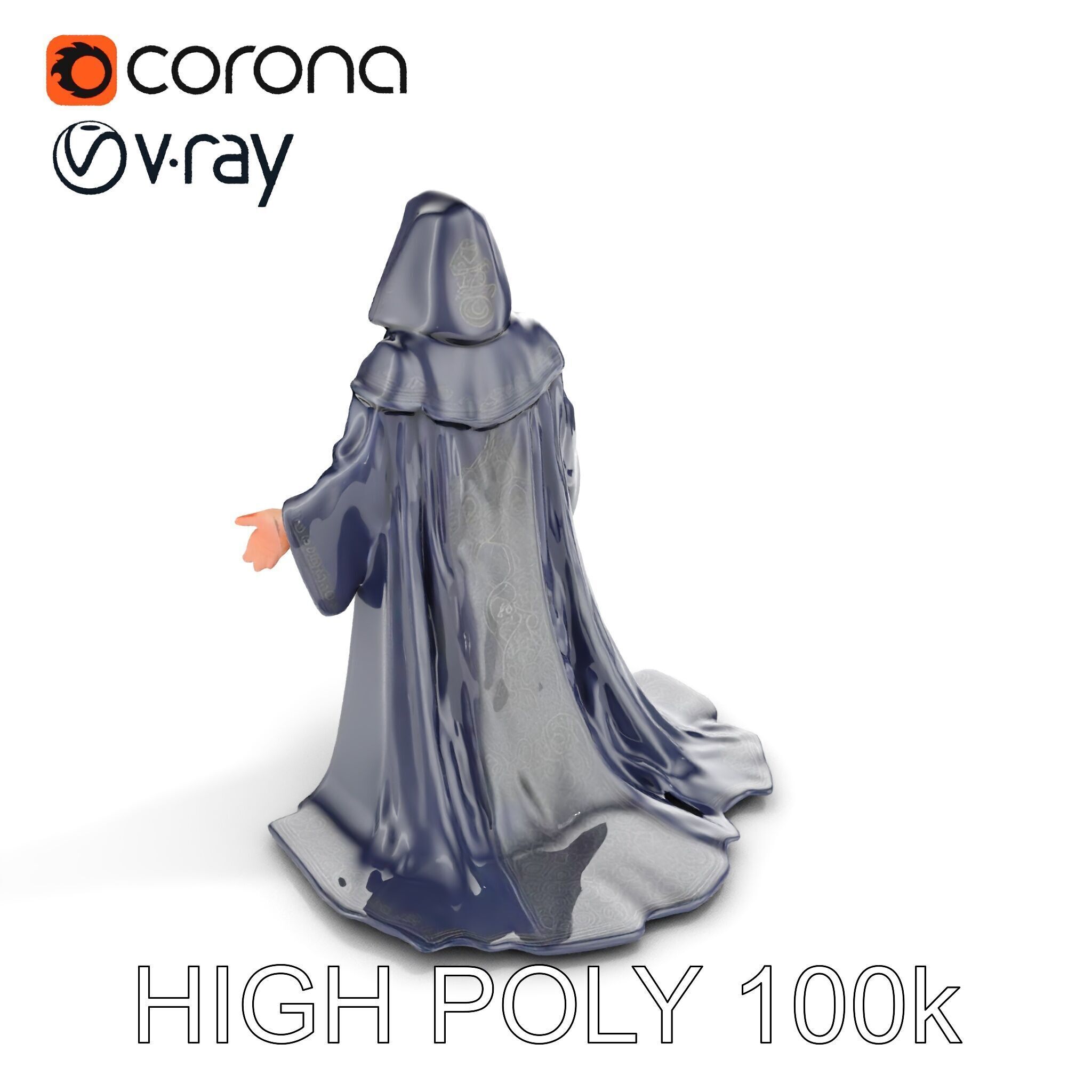 Elder Wizard Rigged and Animated Character Model for Games Low-poly 3D model_13