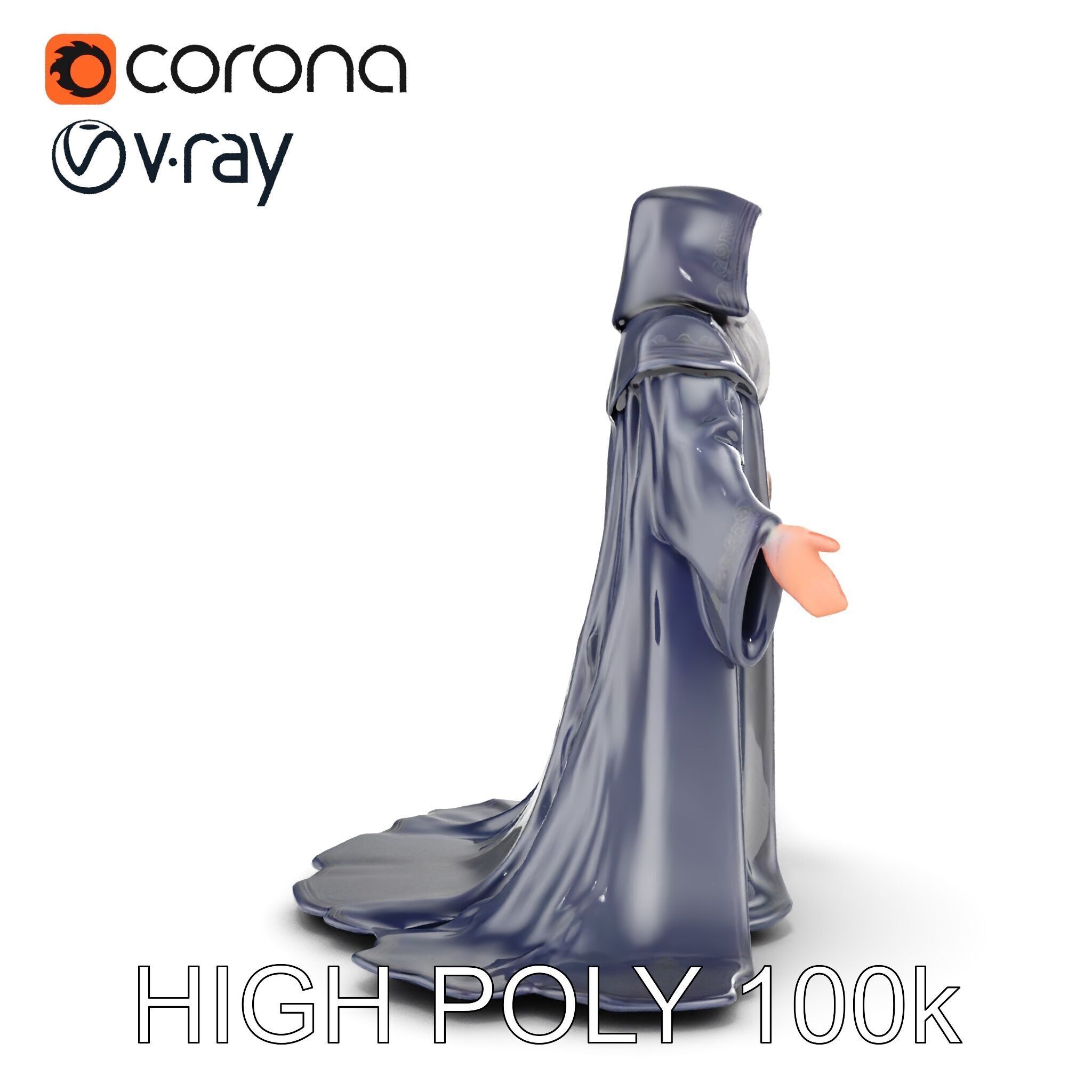 Elder Wizard Rigged and Animated Character Model for Games Low-poly 3D model_10