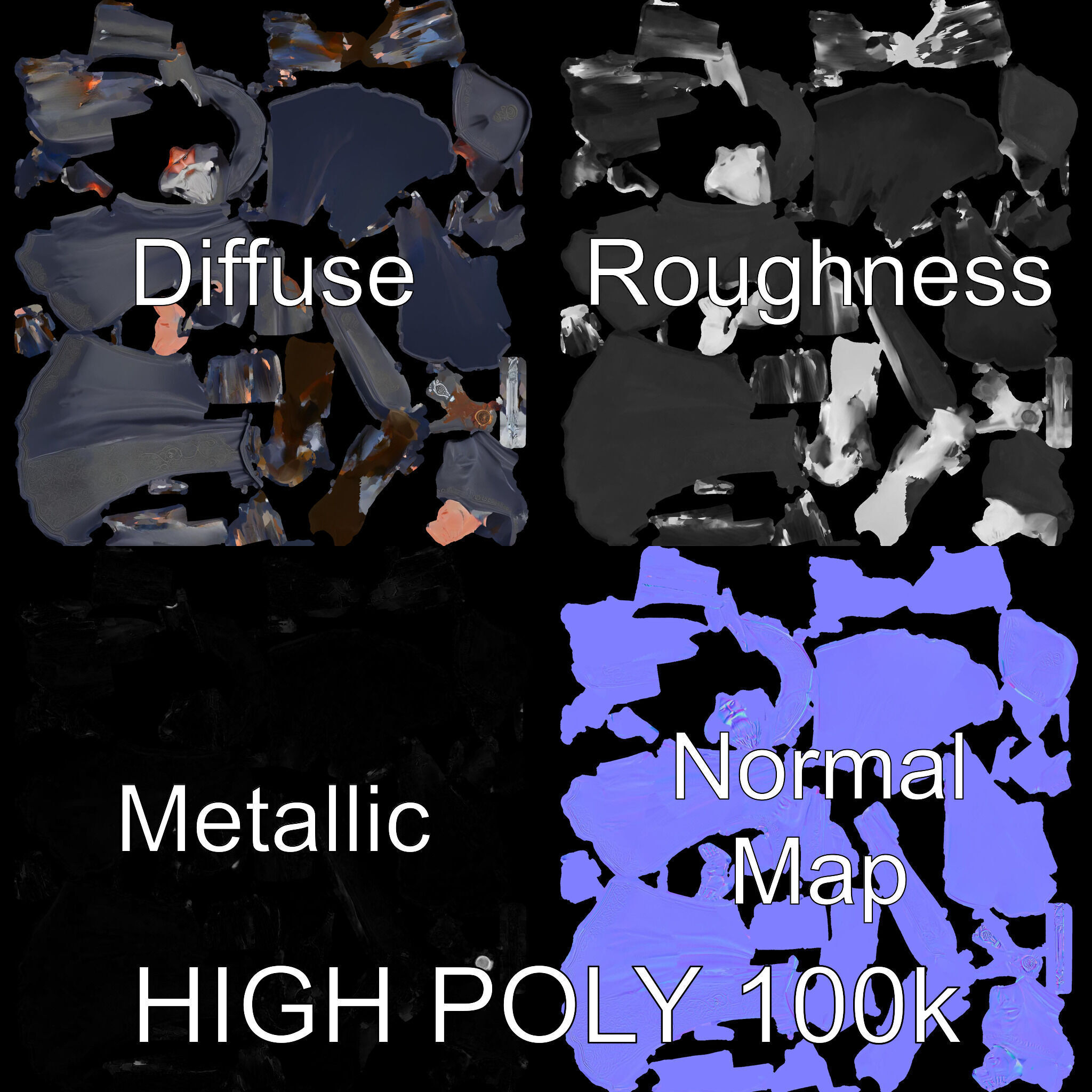 Elder Wizard Rigged and Animated Character Model for Games Low-poly 3D model_3