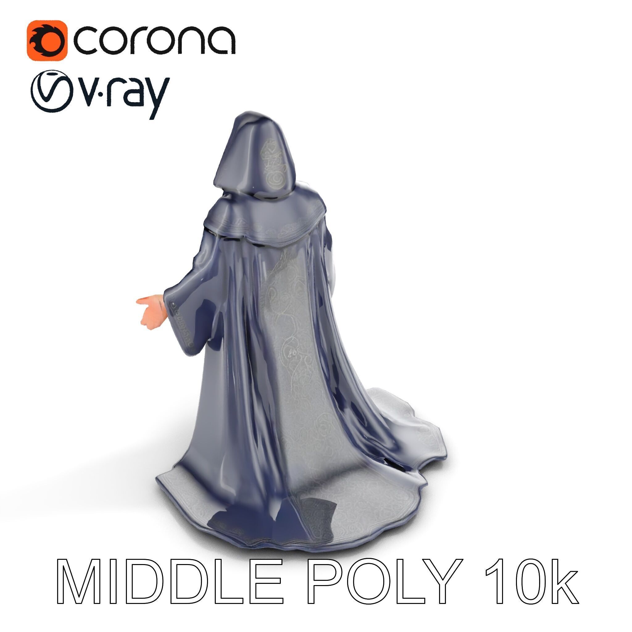 Elder Wizard Rigged and Animated Character Model for Games Low-poly 3D model_14