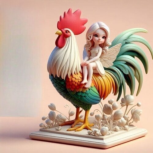 916 Fairy Rider COLORFUL 3D Printed Ivory Style Statue 3D print model