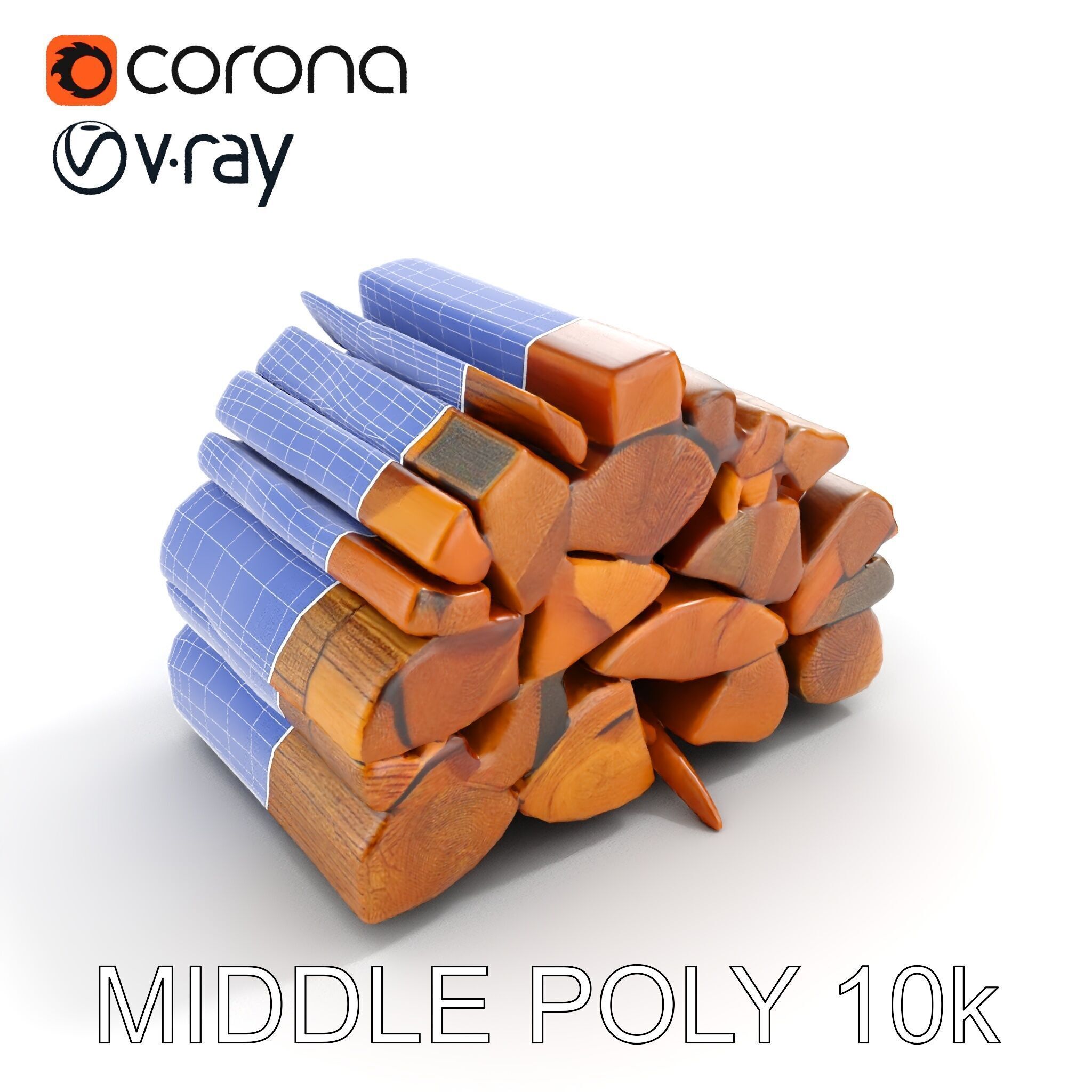 Stacked Firewood Model Pack Detailed D Assets for Various Ap... Low-poly 3D model_11