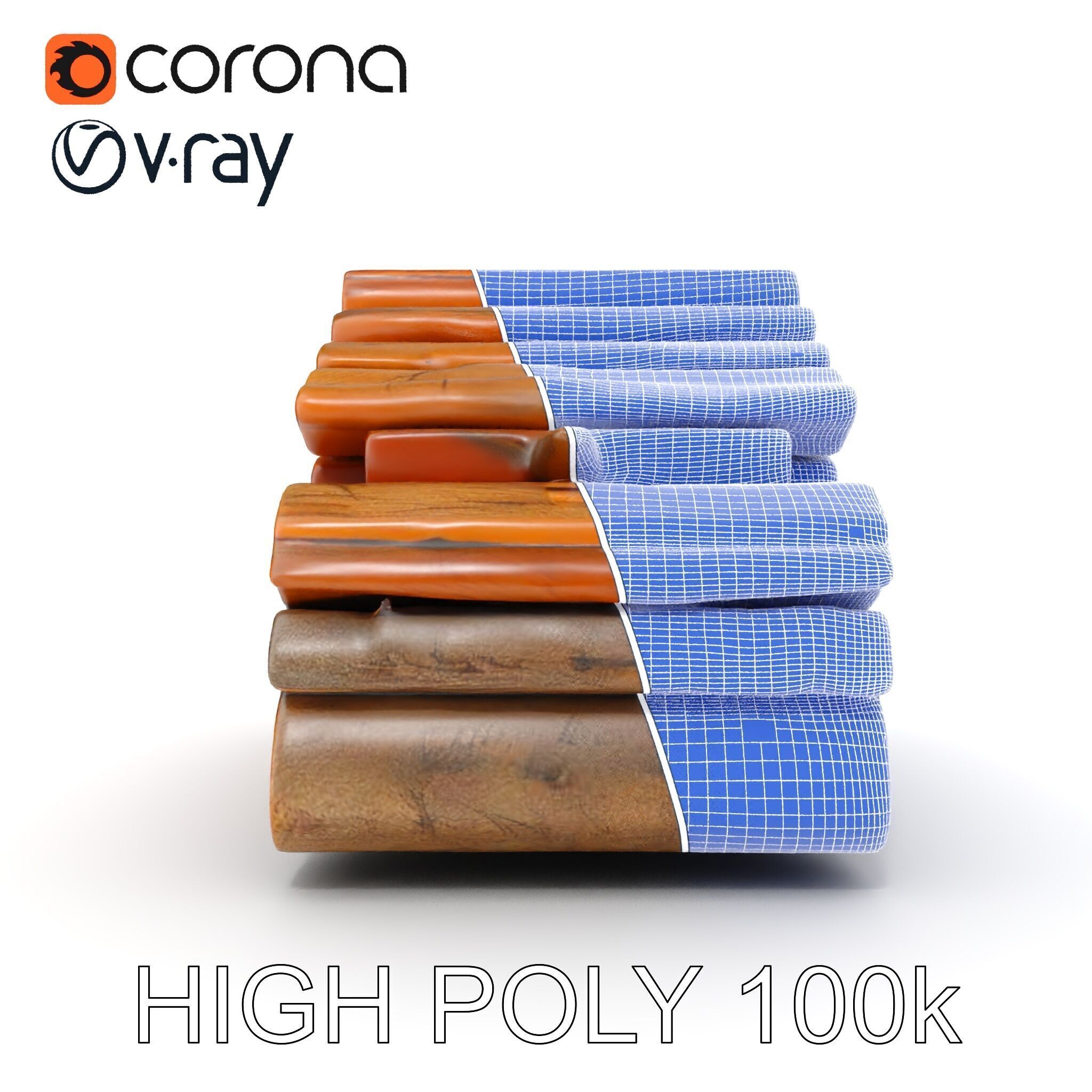 Stacked Firewood Model Pack Detailed D Assets for Various Ap... Low-poly 3D model_35