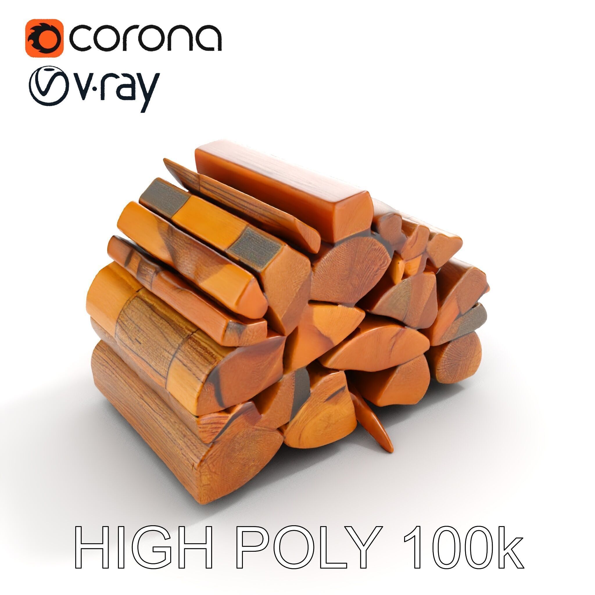 Stacked Firewood Model Pack Detailed D Assets for Various Ap... Low-poly 3D model_15