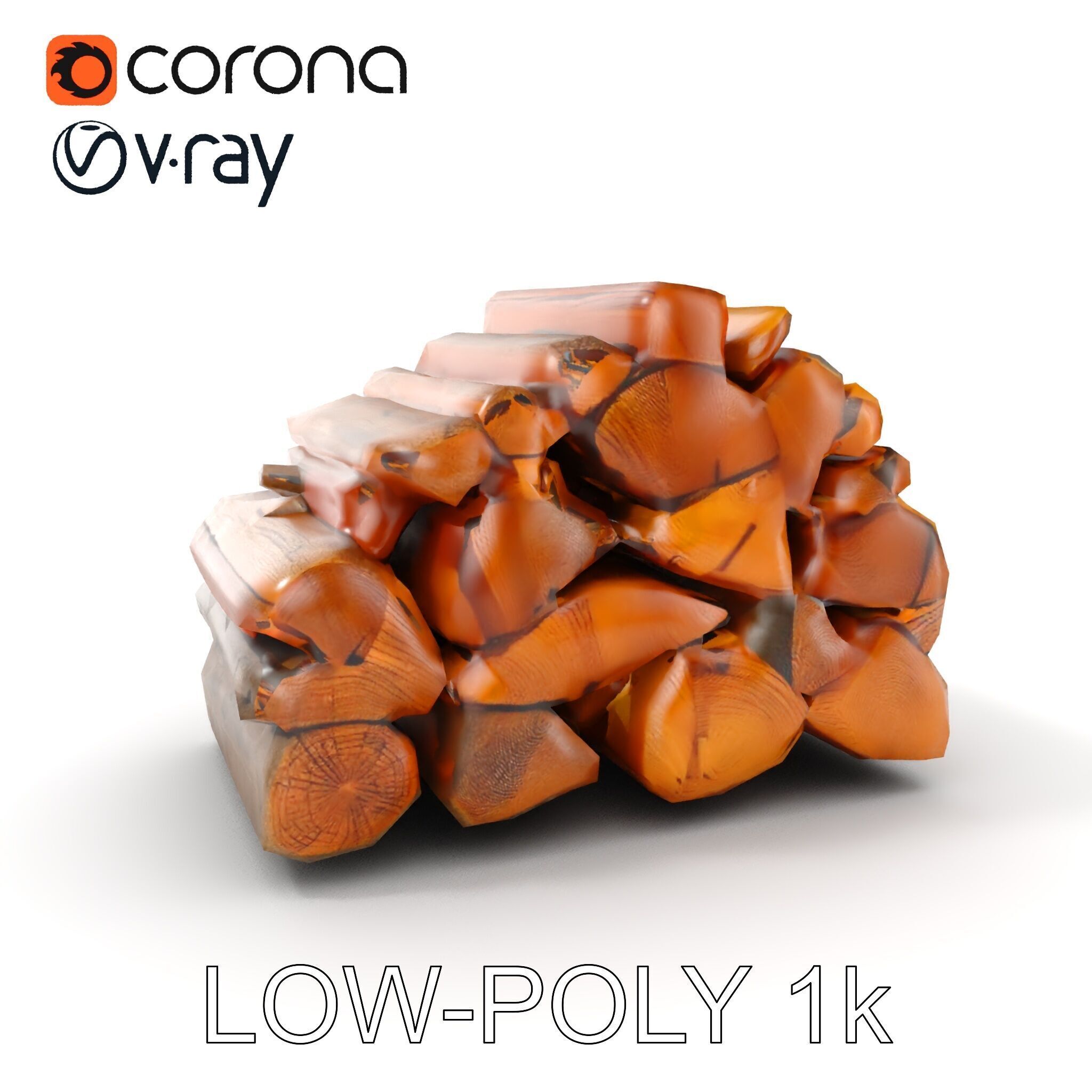 Stacked Firewood Model Pack Detailed D Assets for Various Ap... Low-poly 3D model_7