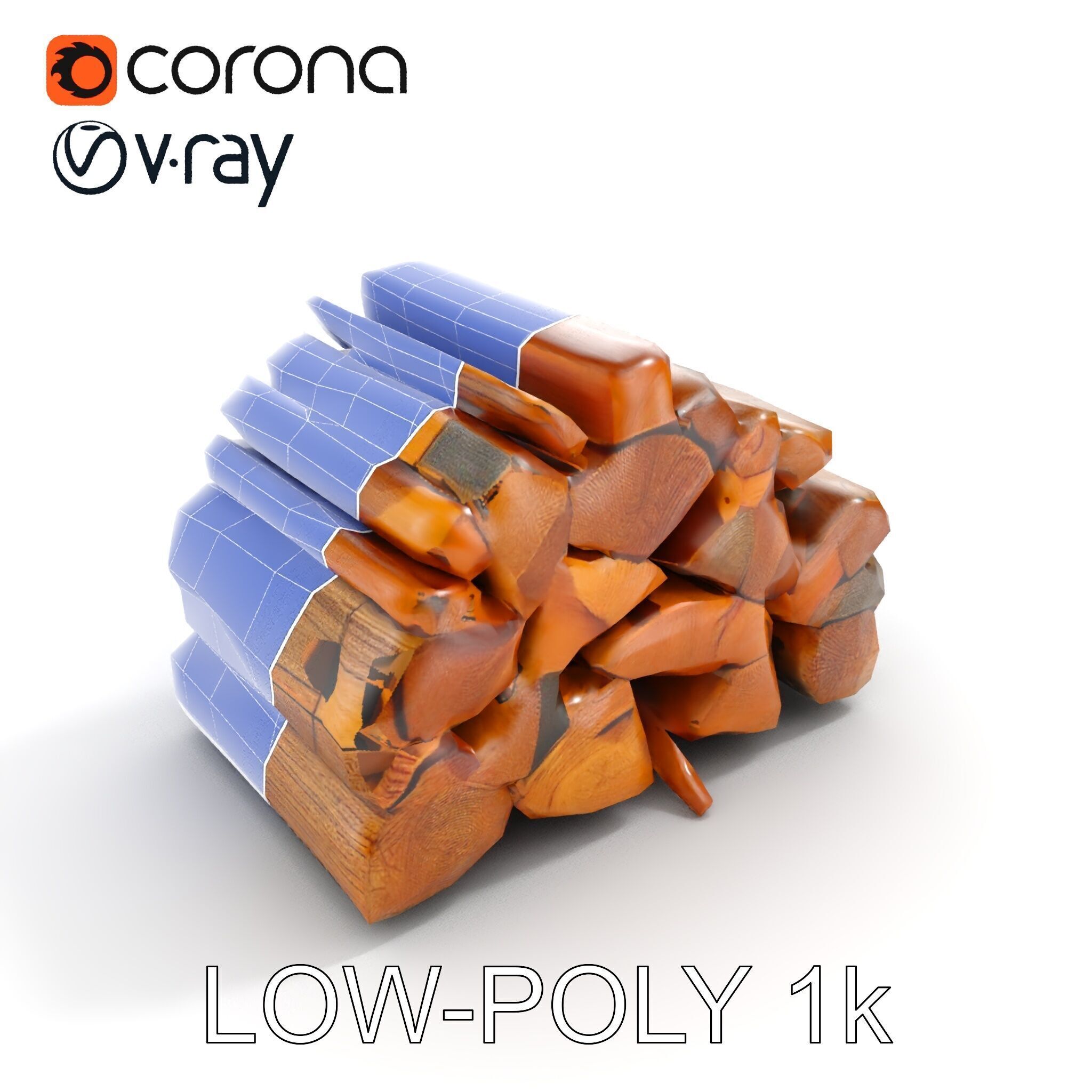 Stacked Firewood Model Pack Detailed D Assets for Various Ap... Low-poly 3D model_26