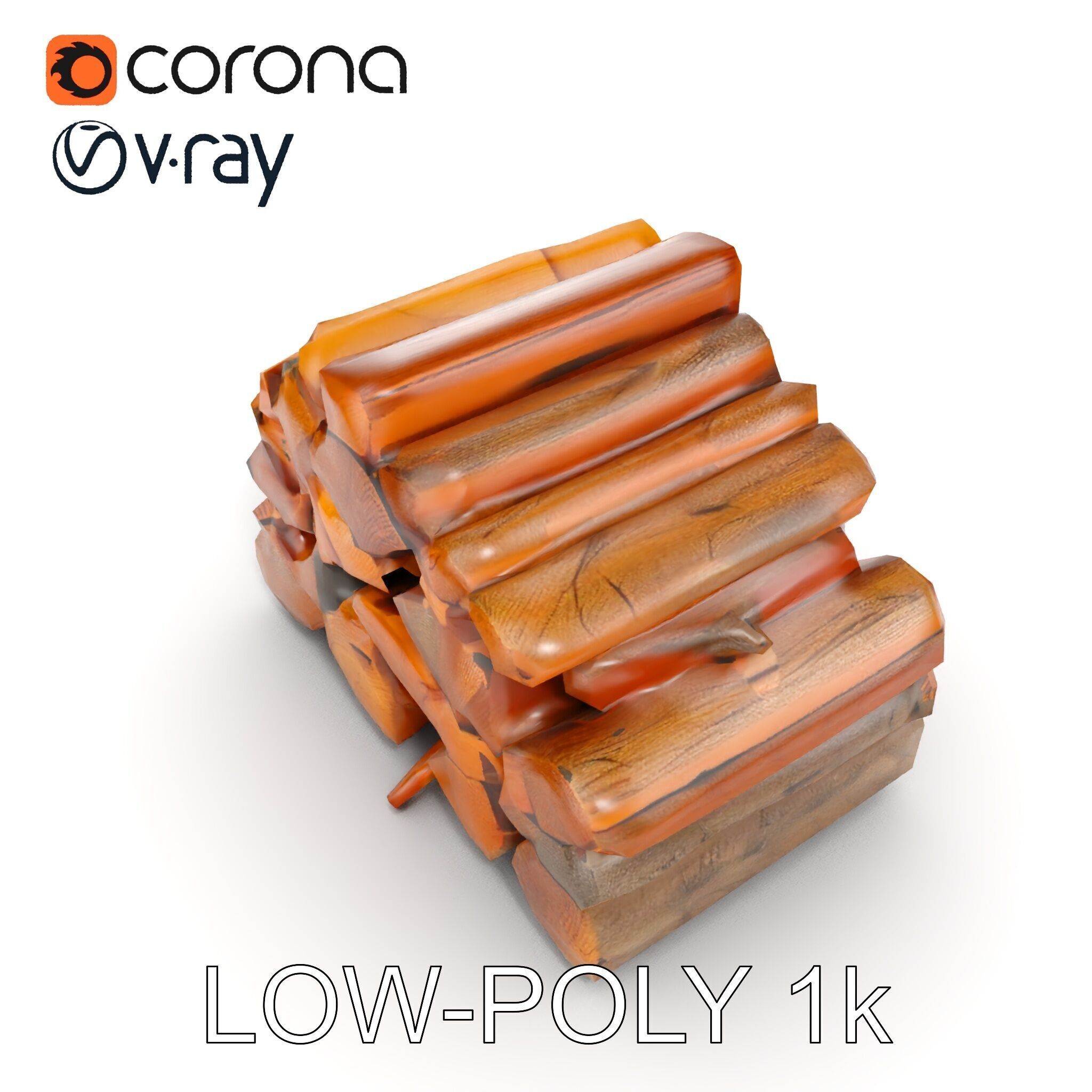 Stacked Firewood Model Pack Detailed D Assets for Various Ap... Low-poly 3D model_14