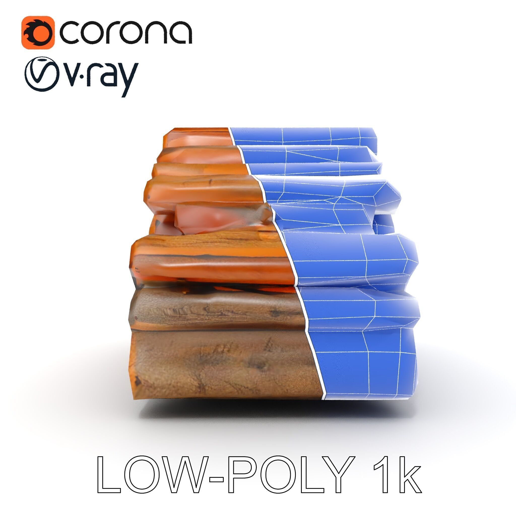 Stacked Firewood Model Pack Detailed D Assets for Various Ap... Low-poly 3D model_28