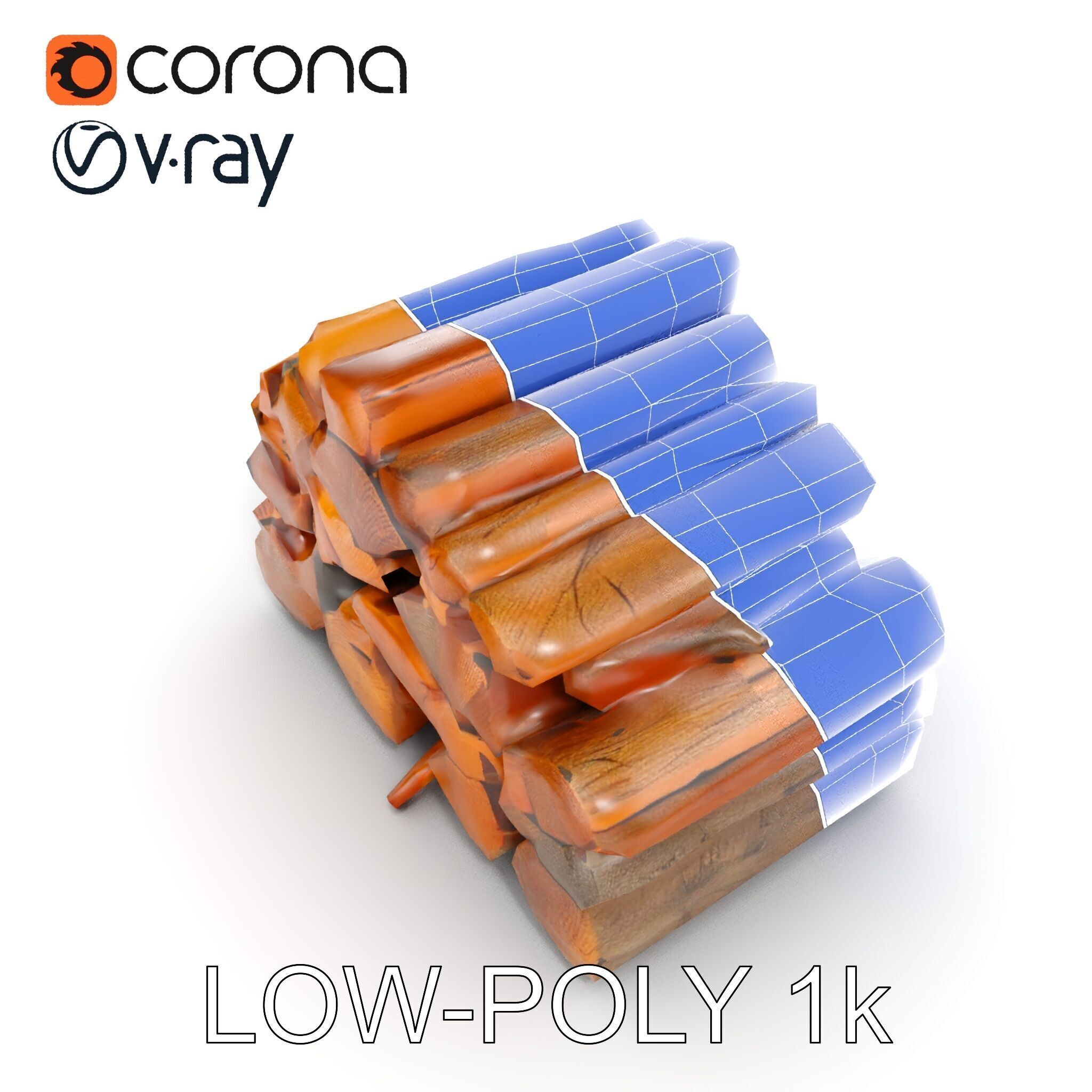 Stacked Firewood Model Pack Detailed D Assets for Various Ap... Low-poly 3D model_23
