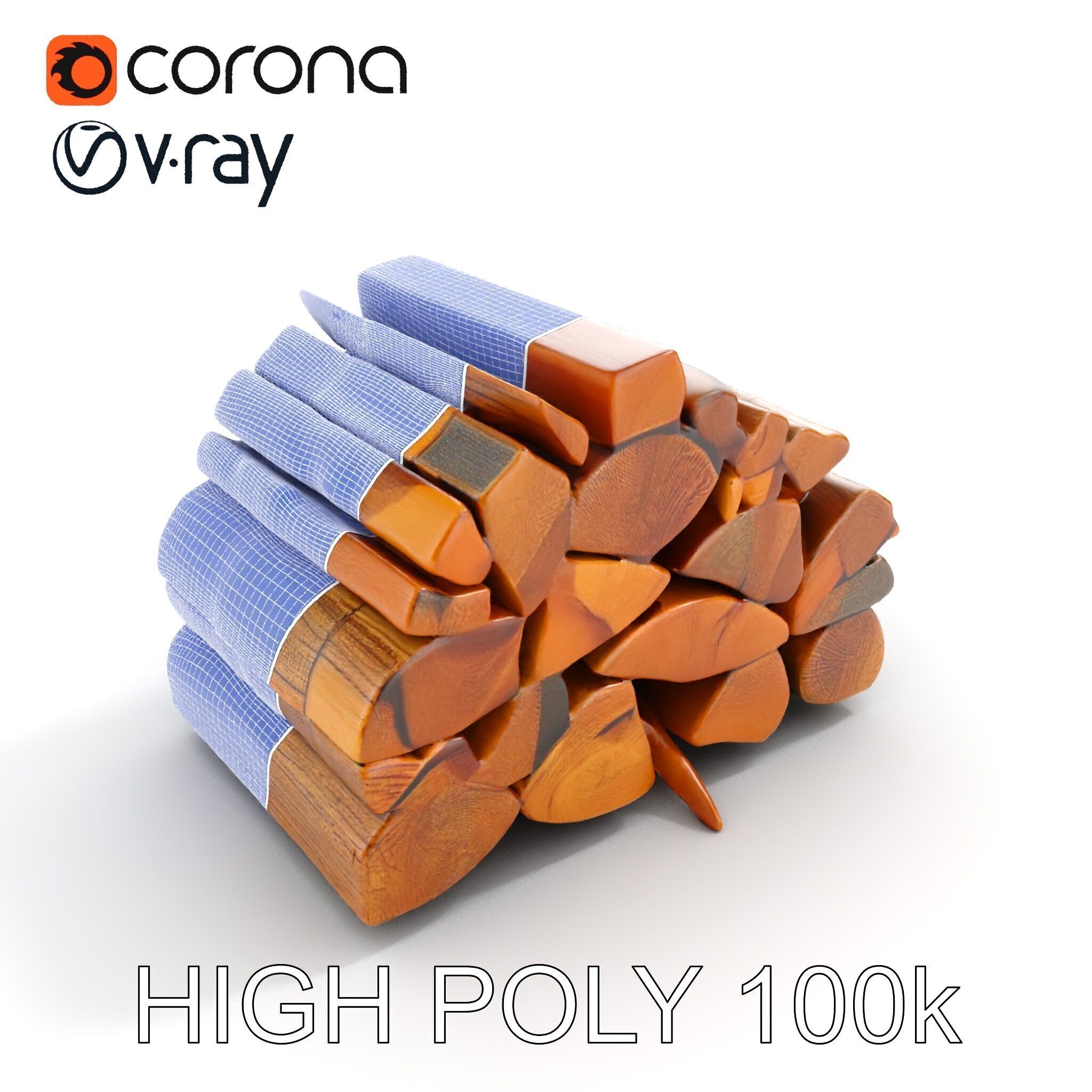 Stacked Firewood Model Pack Detailed D Assets for Various Ap... Low-poly 3D model_32