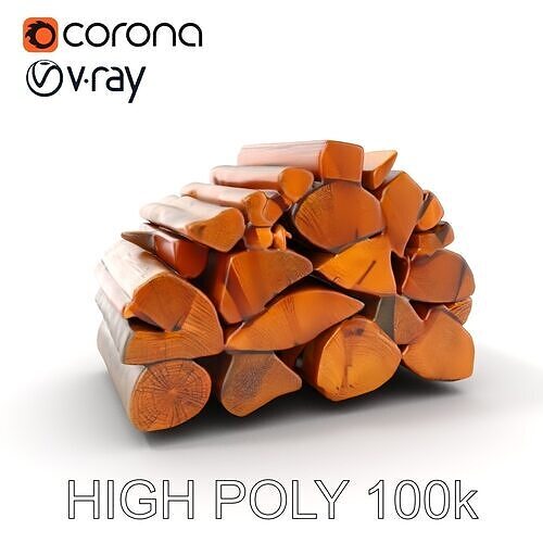 Stacked Firewood Model Pack  Detailed D Assets for Various Ap... Low-poly 3D model