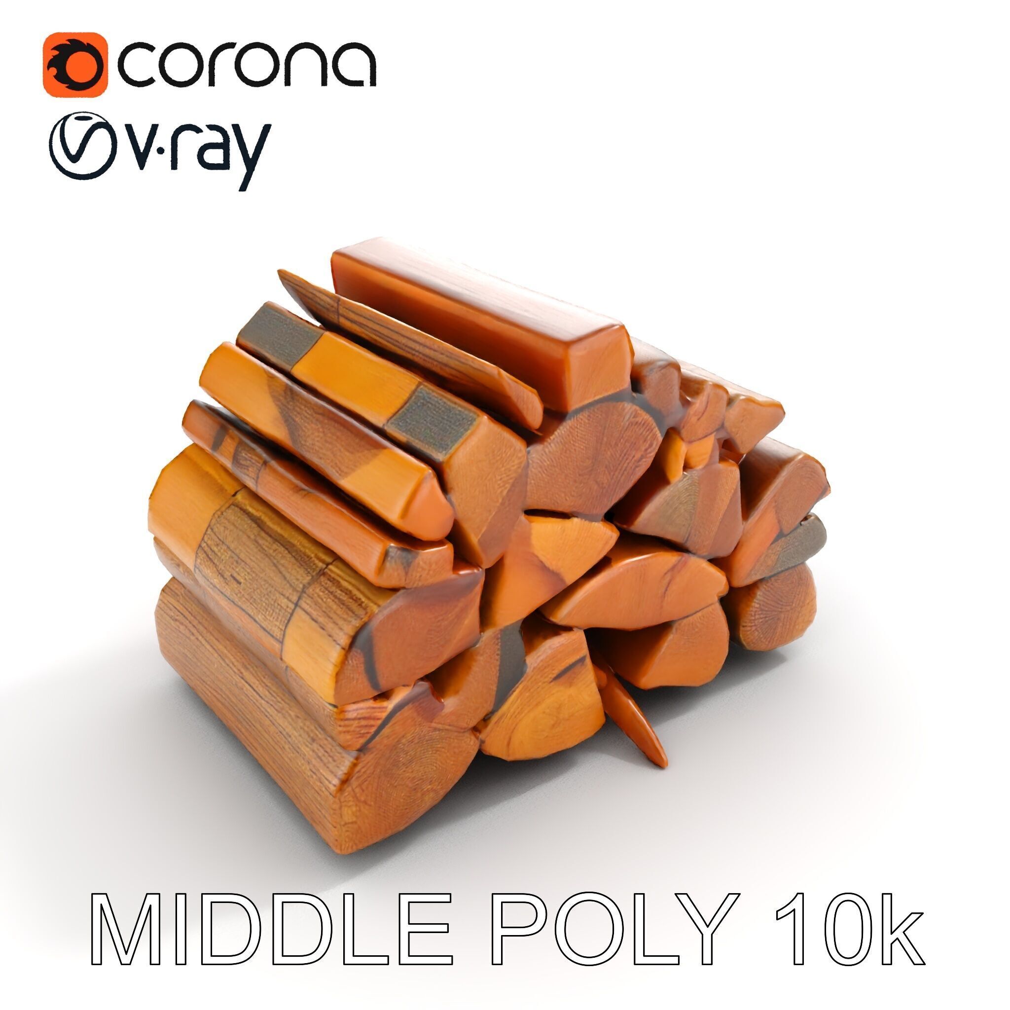 Stacked Firewood Model Pack Detailed D Assets for Various Ap... Low-poly 3D model_8
