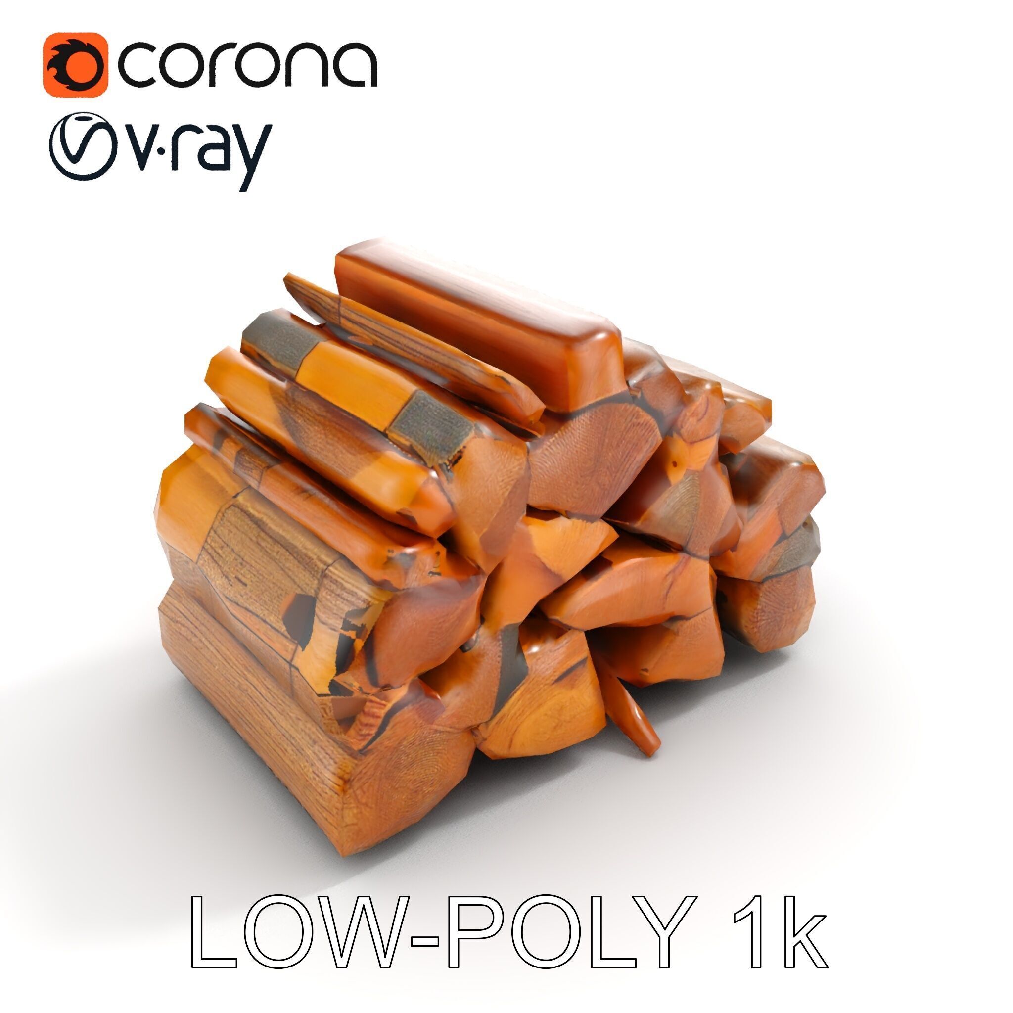Stacked Firewood Model Pack Detailed D Assets for Various Ap... Low-poly 3D model_12