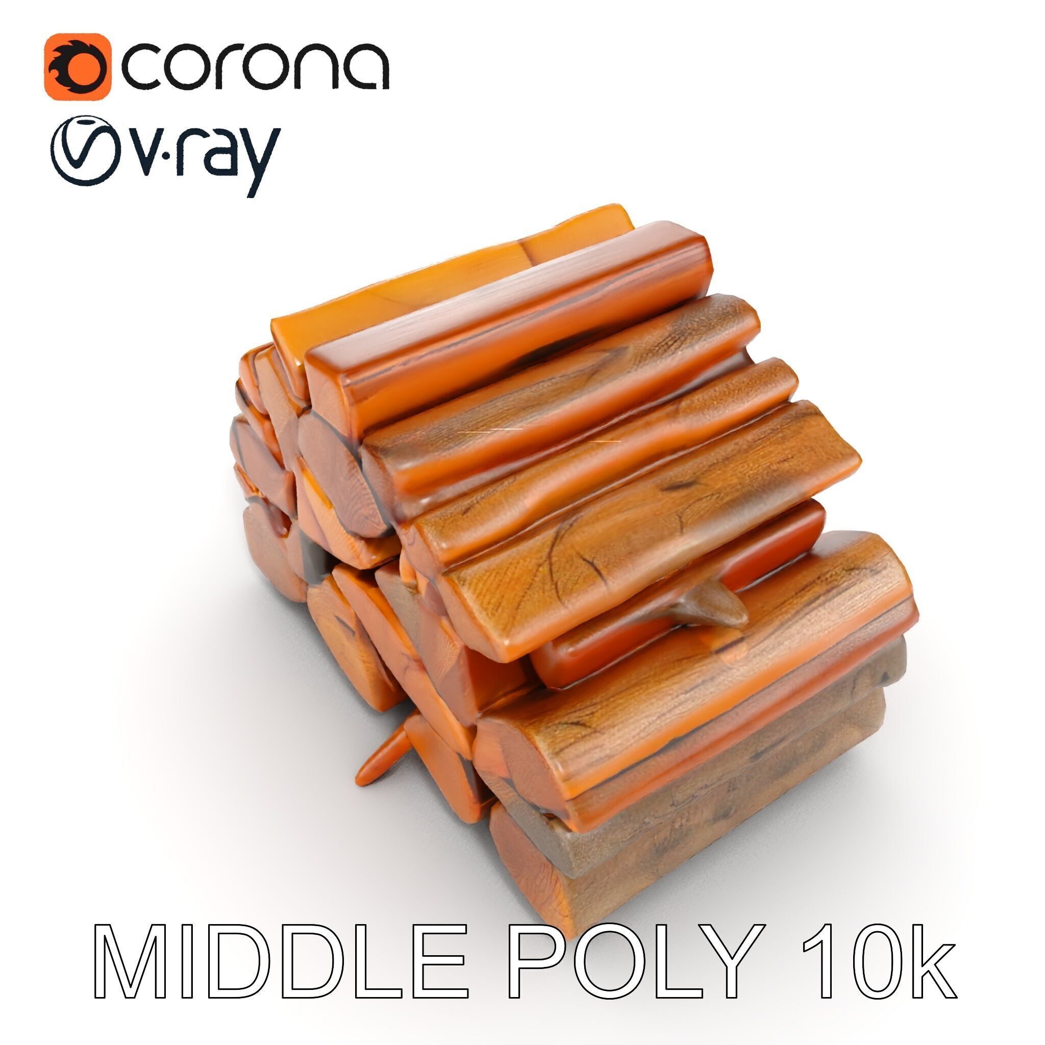 Stacked Firewood Model Pack Detailed D Assets for Various Ap... Low-poly 3D model_16