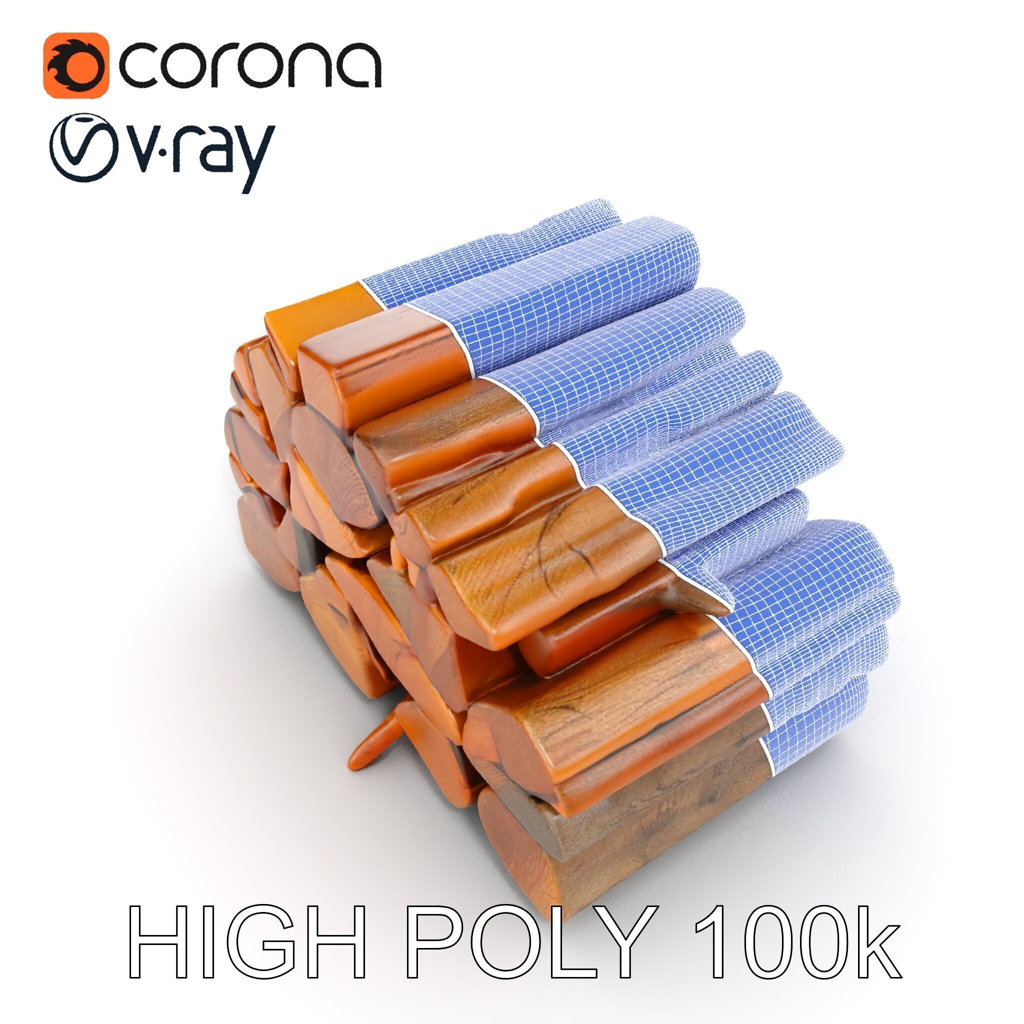 Stacked Firewood Model Pack Detailed D Assets for Various Ap... Low-poly 3D model_24