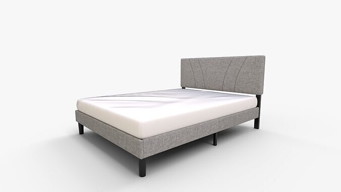 Novilla King Bed Frame and Headboard 3D model 7