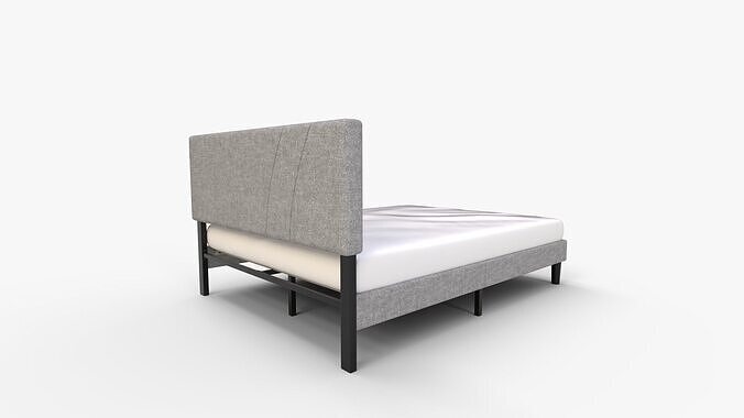 Novilla King Bed Frame and Headboard 3D model 3