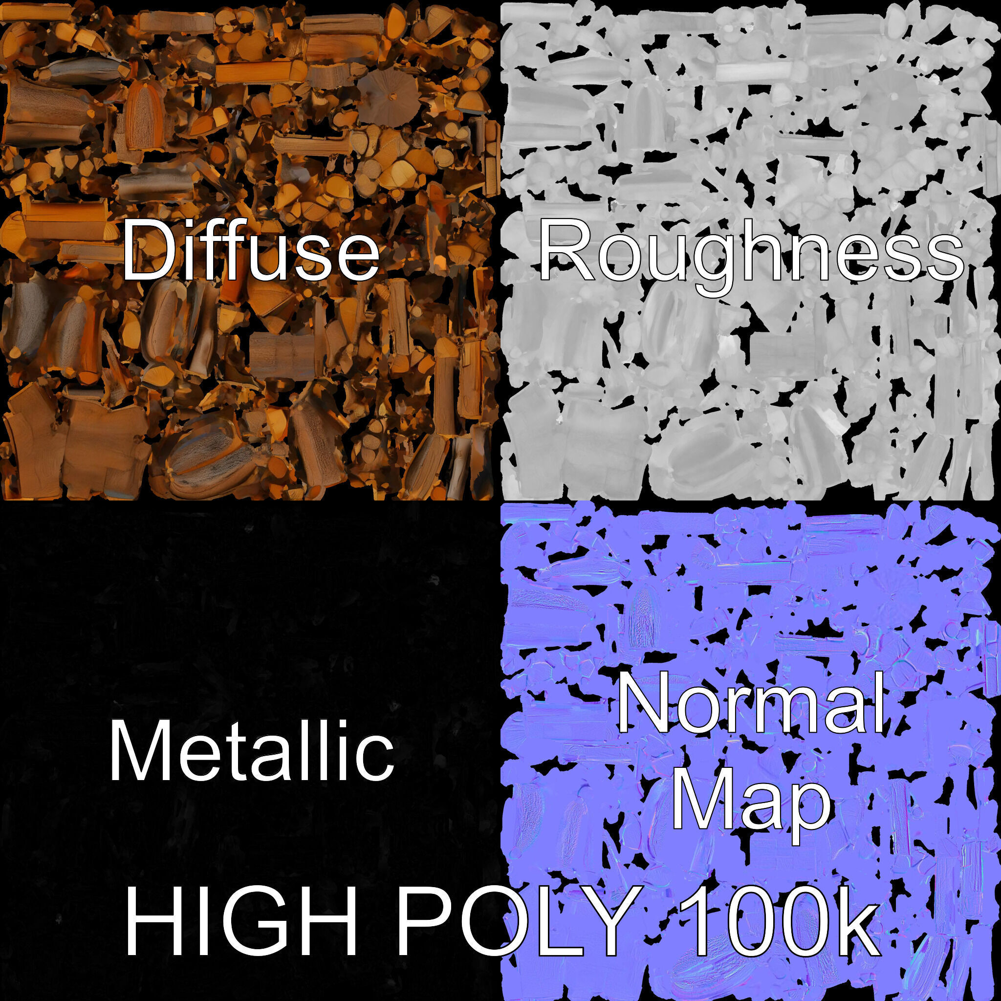 Stacked Firewood Model Pack for Realistic Environments Low-poly 3D model_3