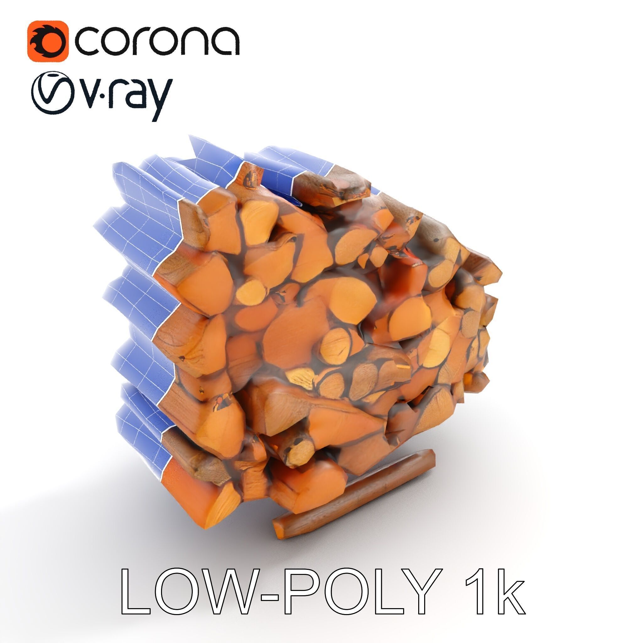 Stacked Firewood Model Pack for Realistic Environments Low-poly 3D model_23