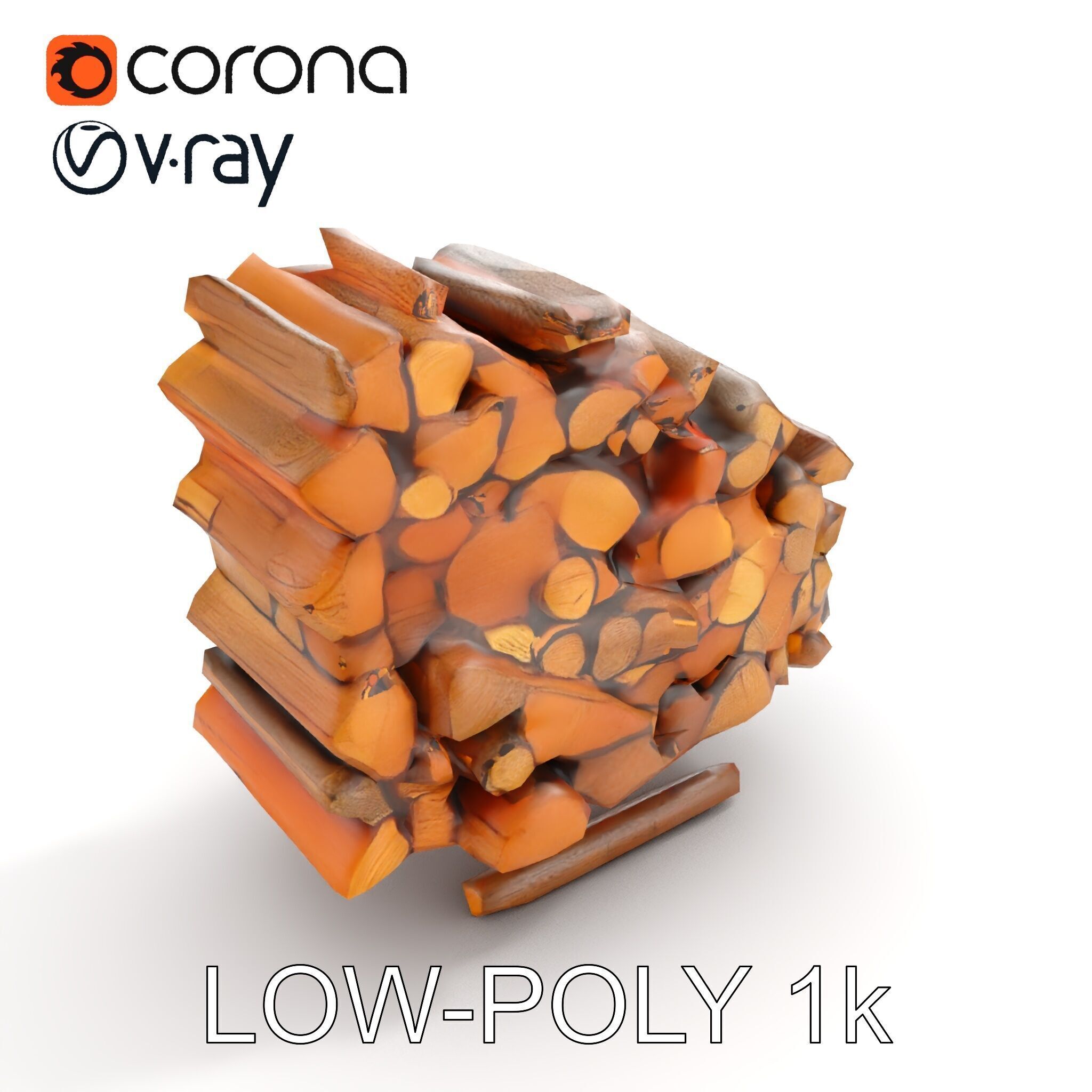 Stacked Firewood Model Pack for Realistic Environments Low-poly 3D model_7