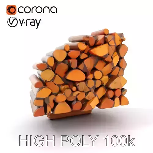 Stacked Firewood Model Pack for Realistic Environments Low-poly 3D model