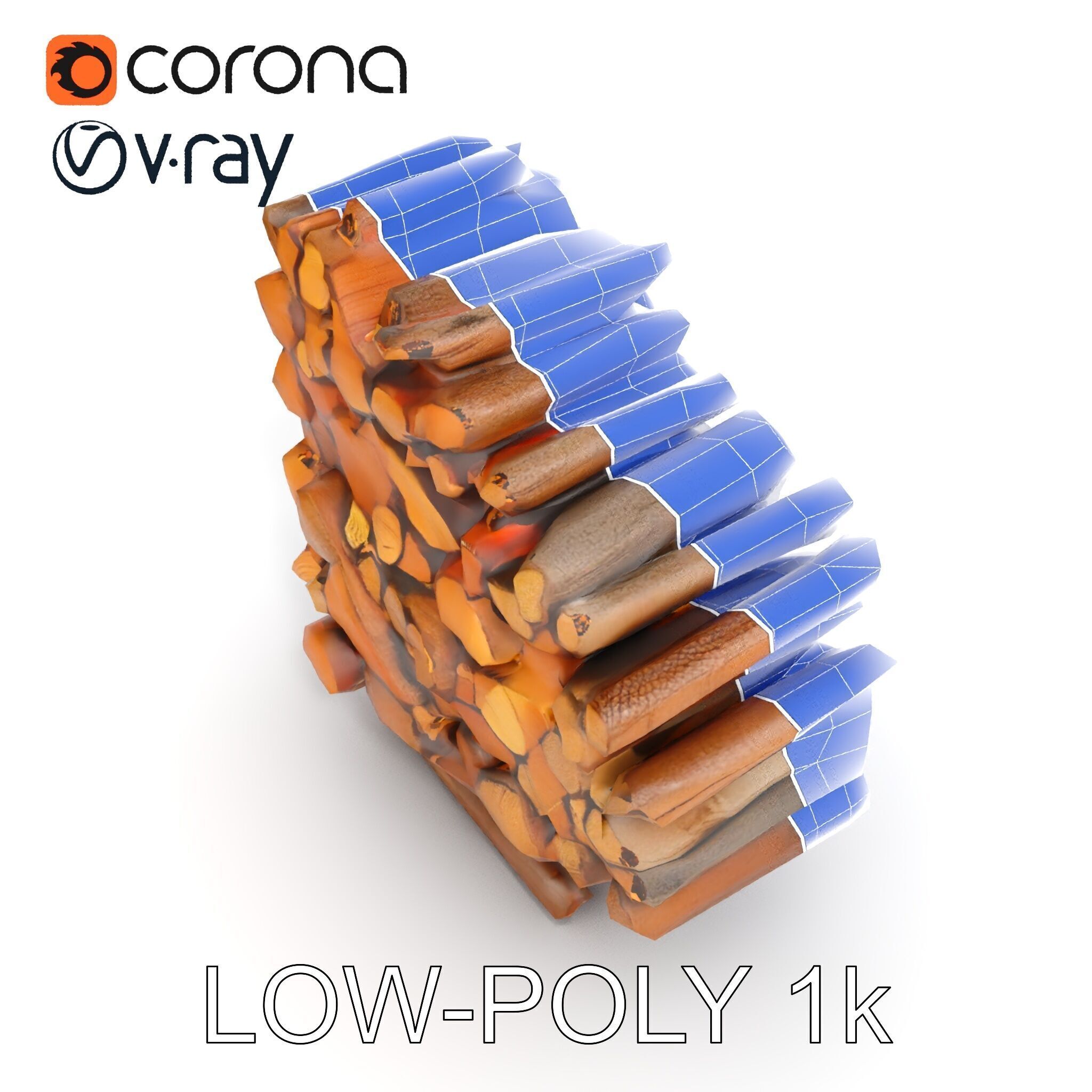 Stacked Firewood Model Pack for Realistic Environments Low-poly 3D model_25