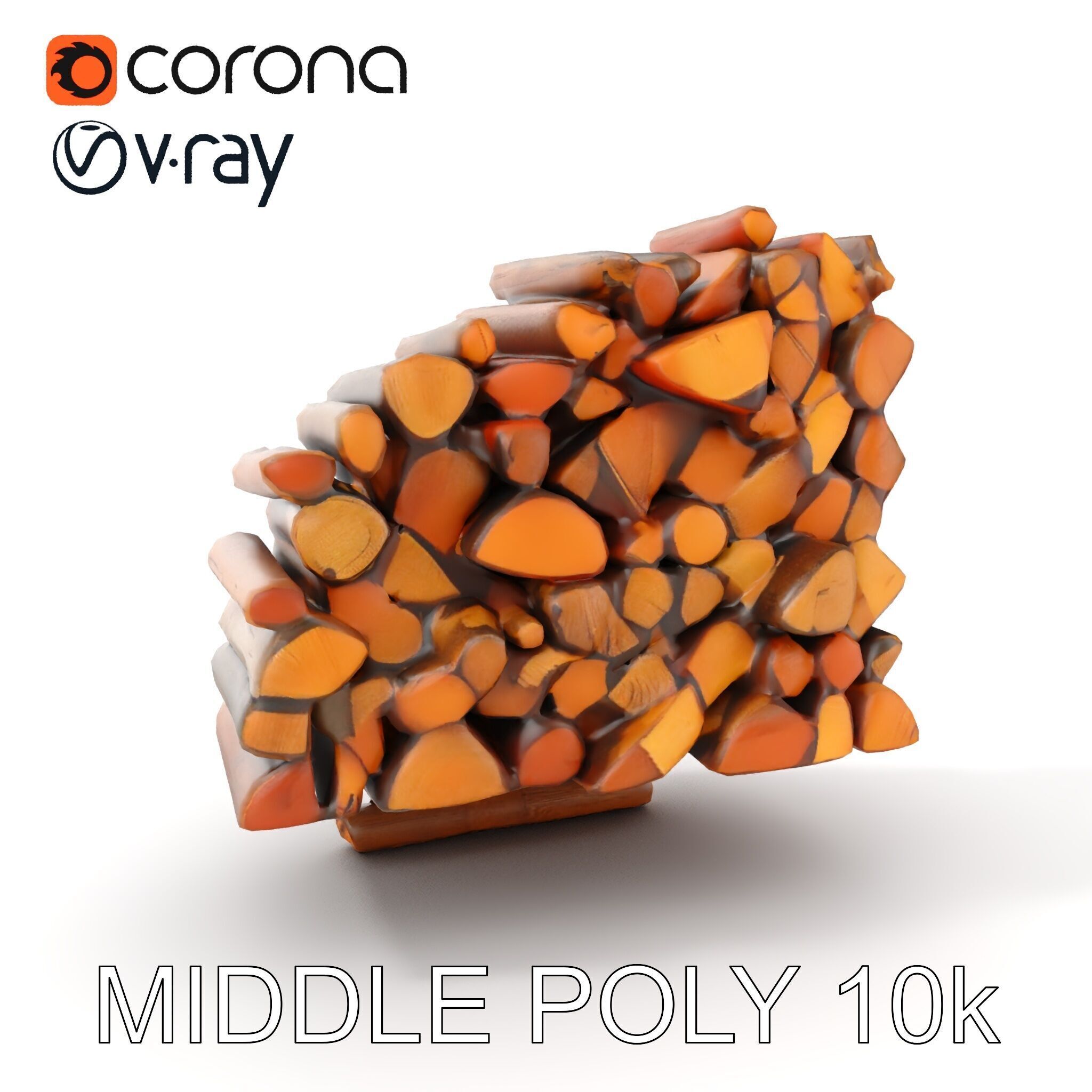 Stacked Firewood Model Pack for Realistic Environments Low-poly 3D model_8