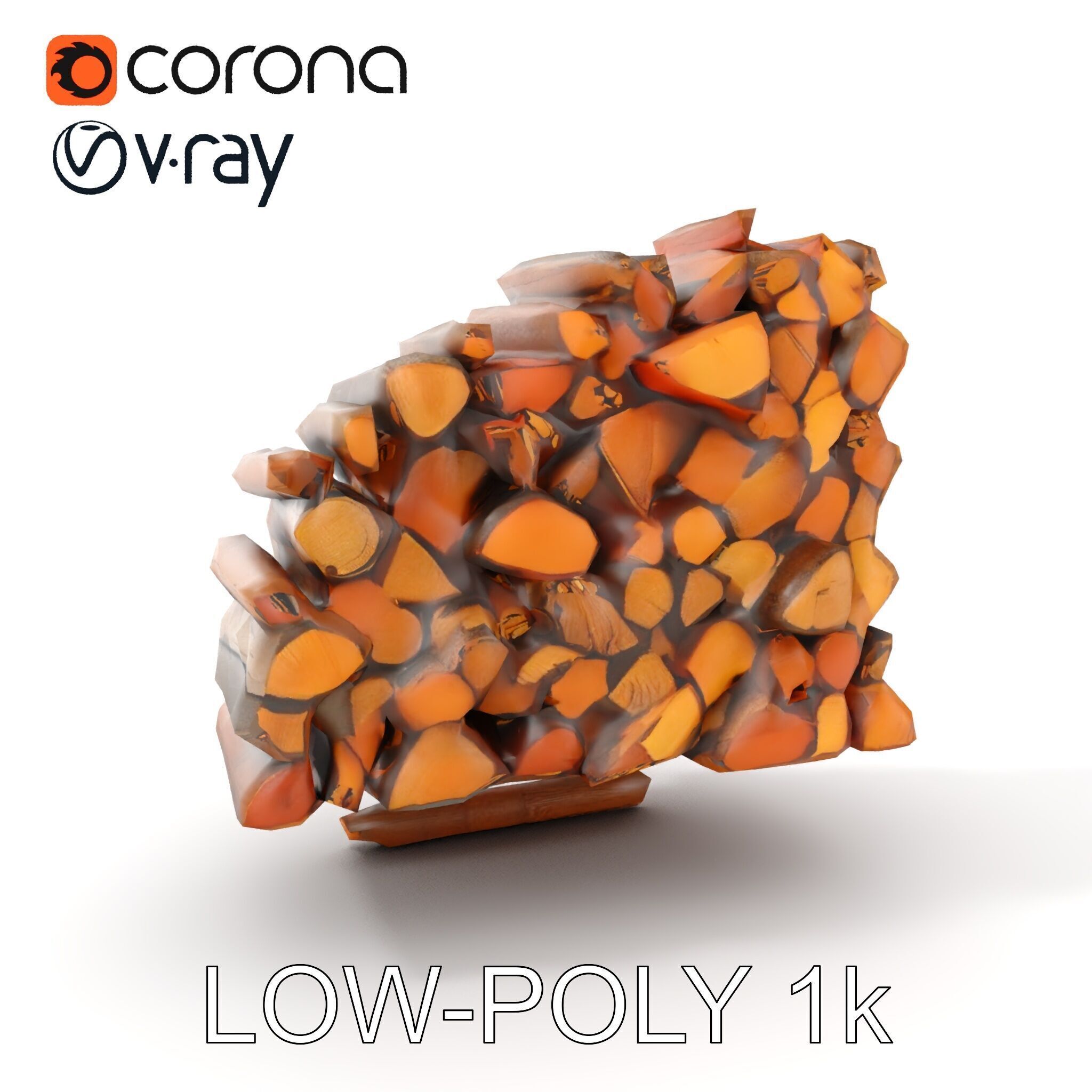 Stacked Firewood Model Pack for Realistic Environments Low-poly 3D model_9