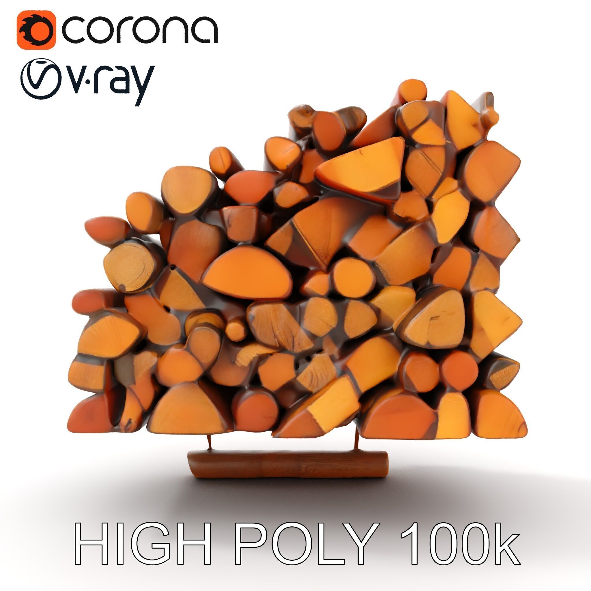 Stacked Firewood Model Pack for Realistic Environments Low-poly 3D model_29